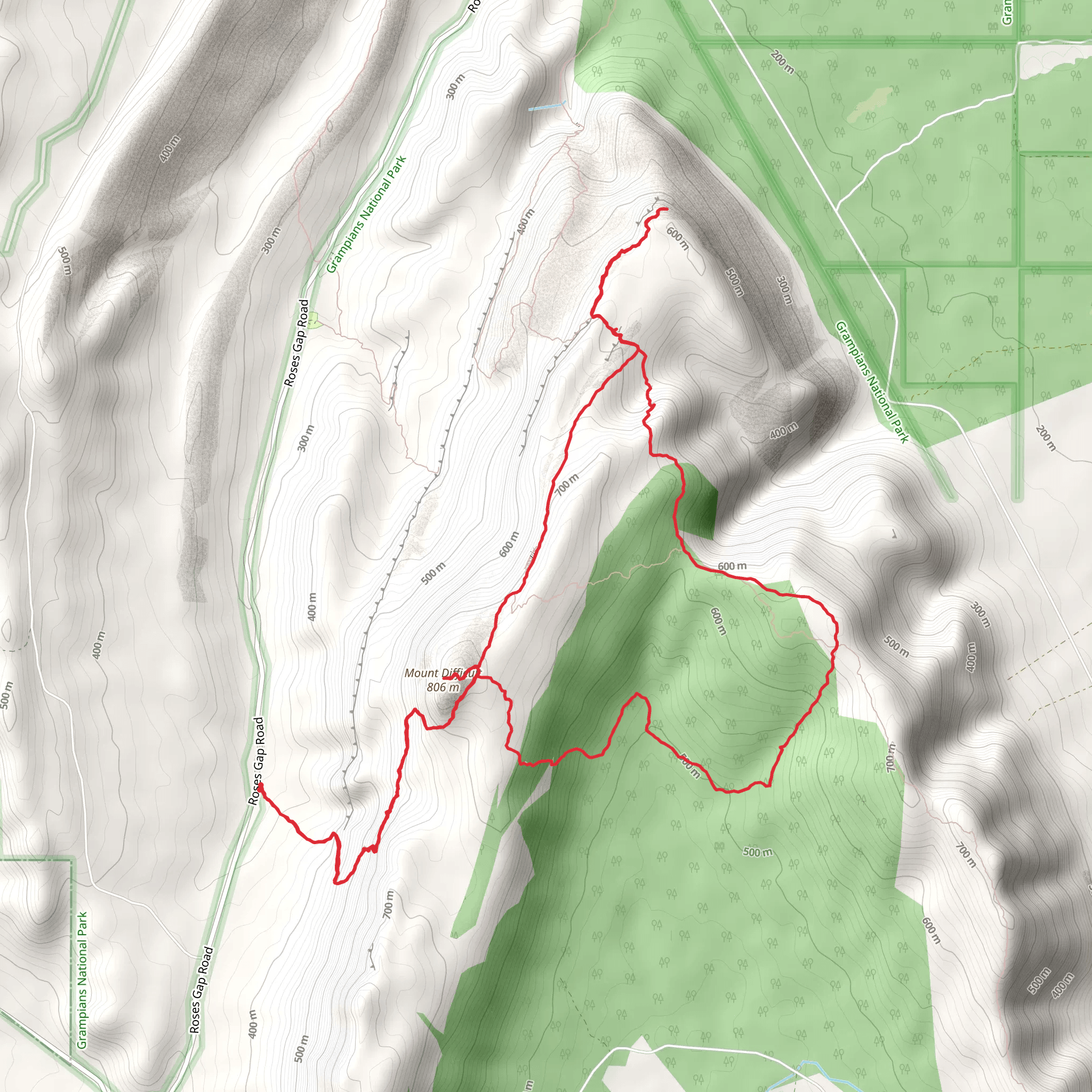 Mount Difficult Trail - Briggs Bluff mobile static map