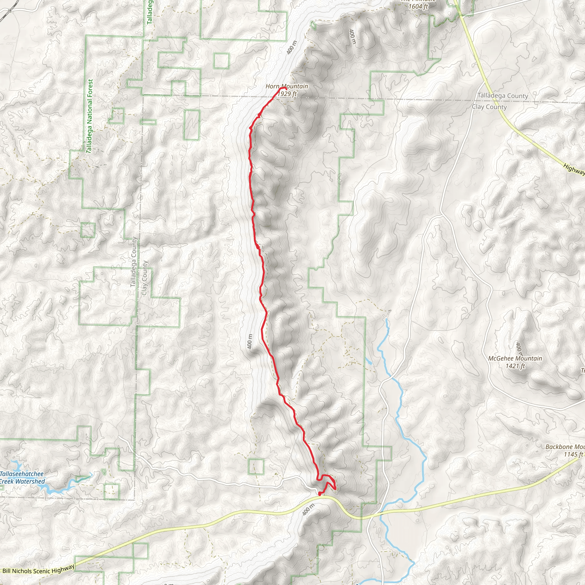 Horn Mountain via Pinhoti Trail - Bulls Gap mobile static map
