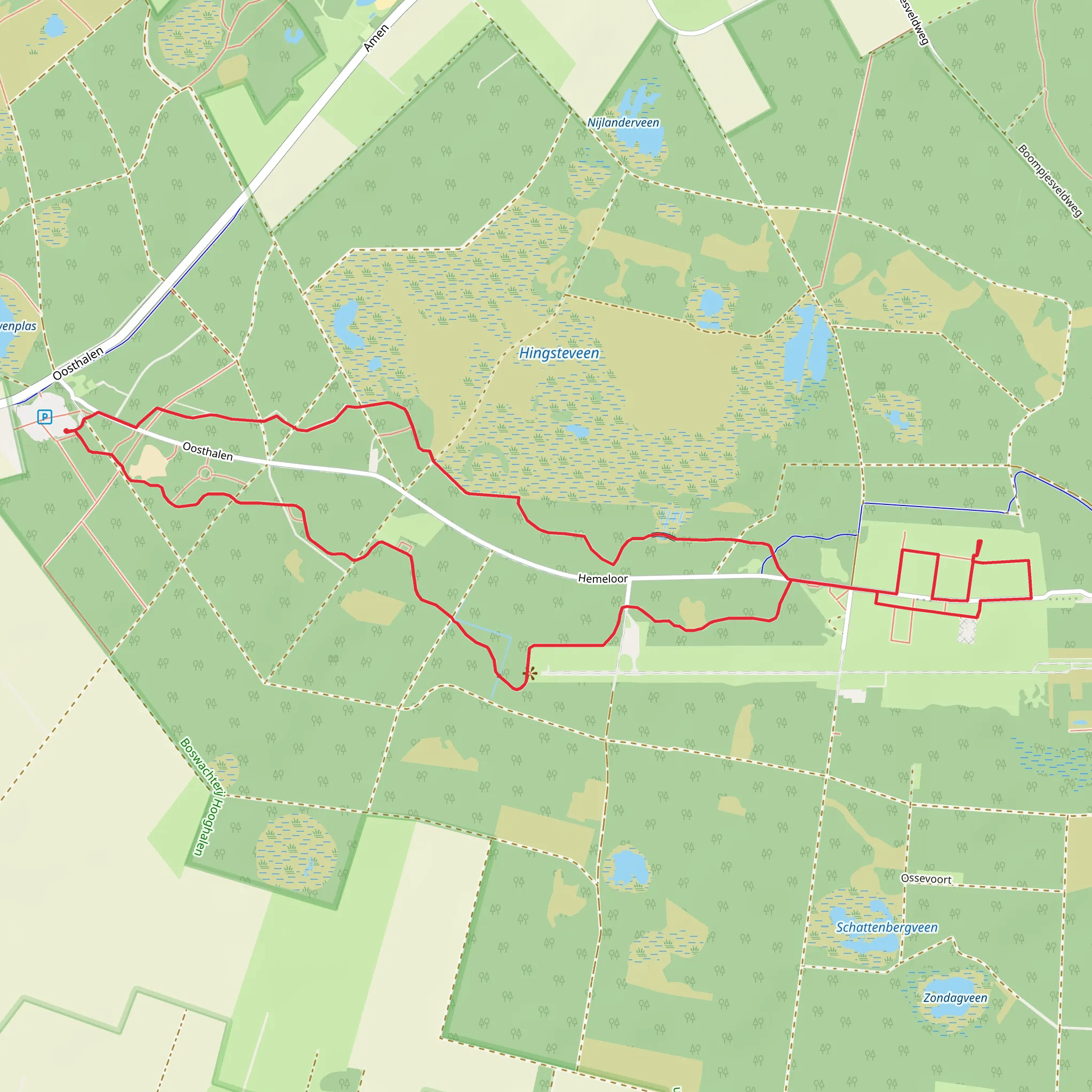 Boswachterij Hooghalen via Melkwegpad mobile static map
