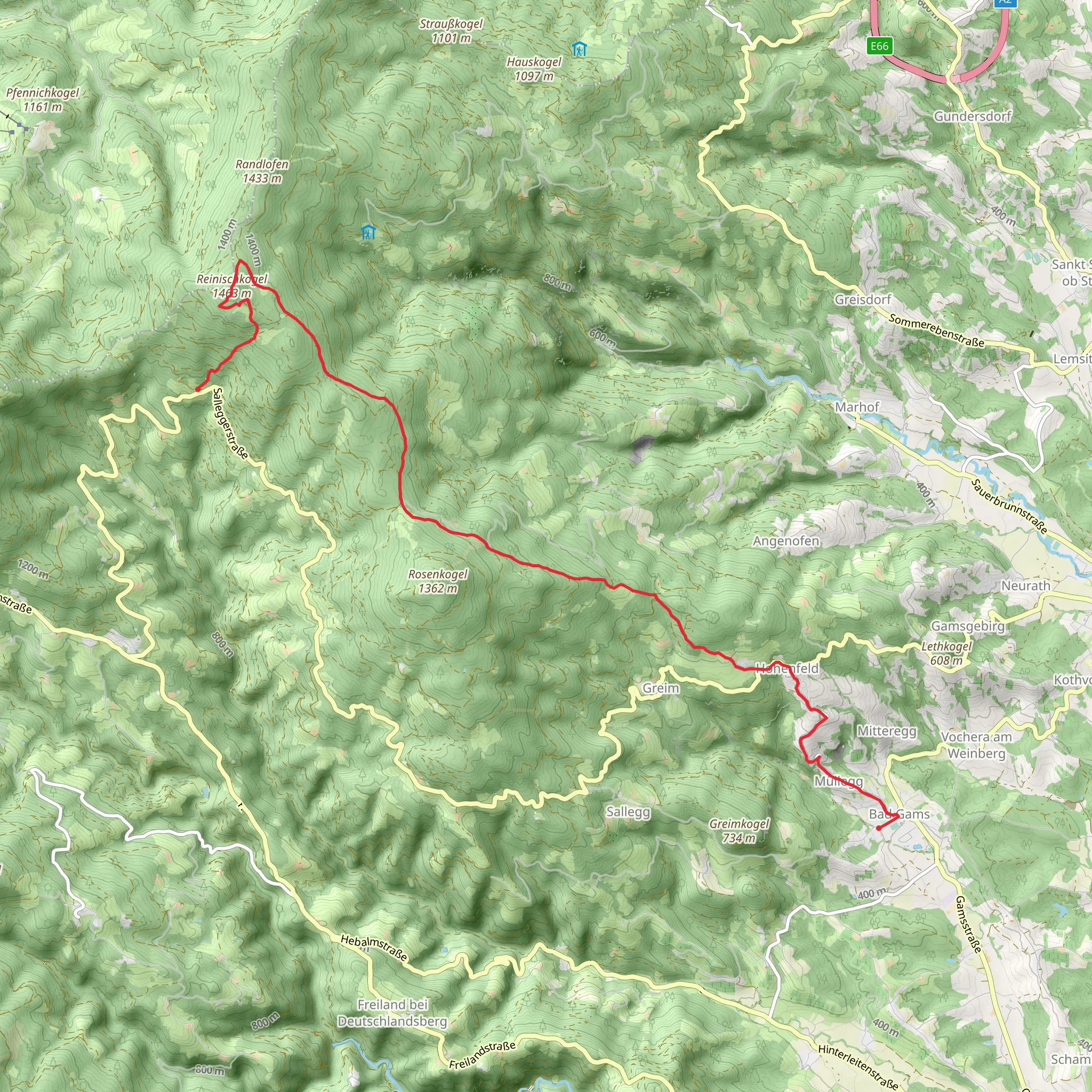 Reinischkogel Peak from Bad Gams mobile static map