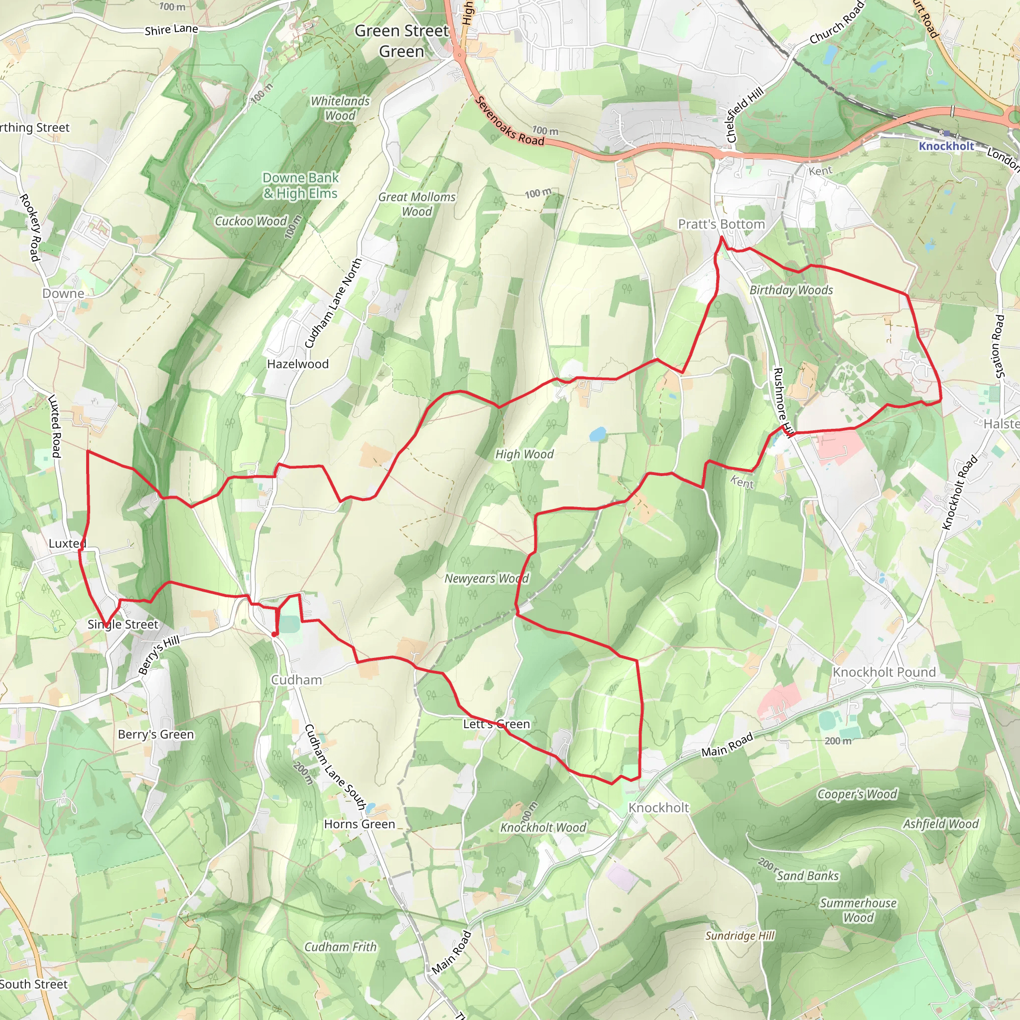 Cudham to Pratt's Bottom Loop mobile static map