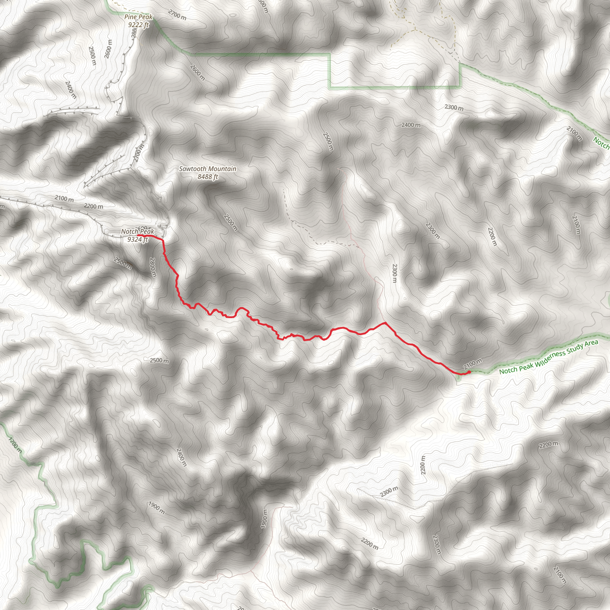 Notch Peak Trail mobile static map