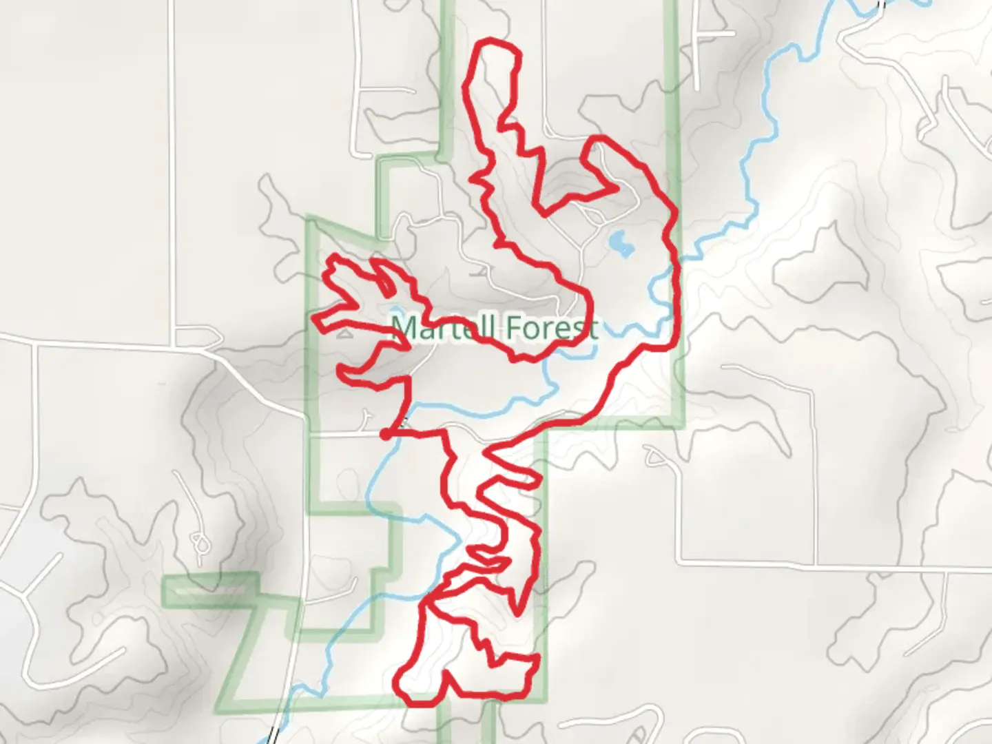 An image depicting the trail Loop around Indian Creek - County Road 100 North and its surrounding area.