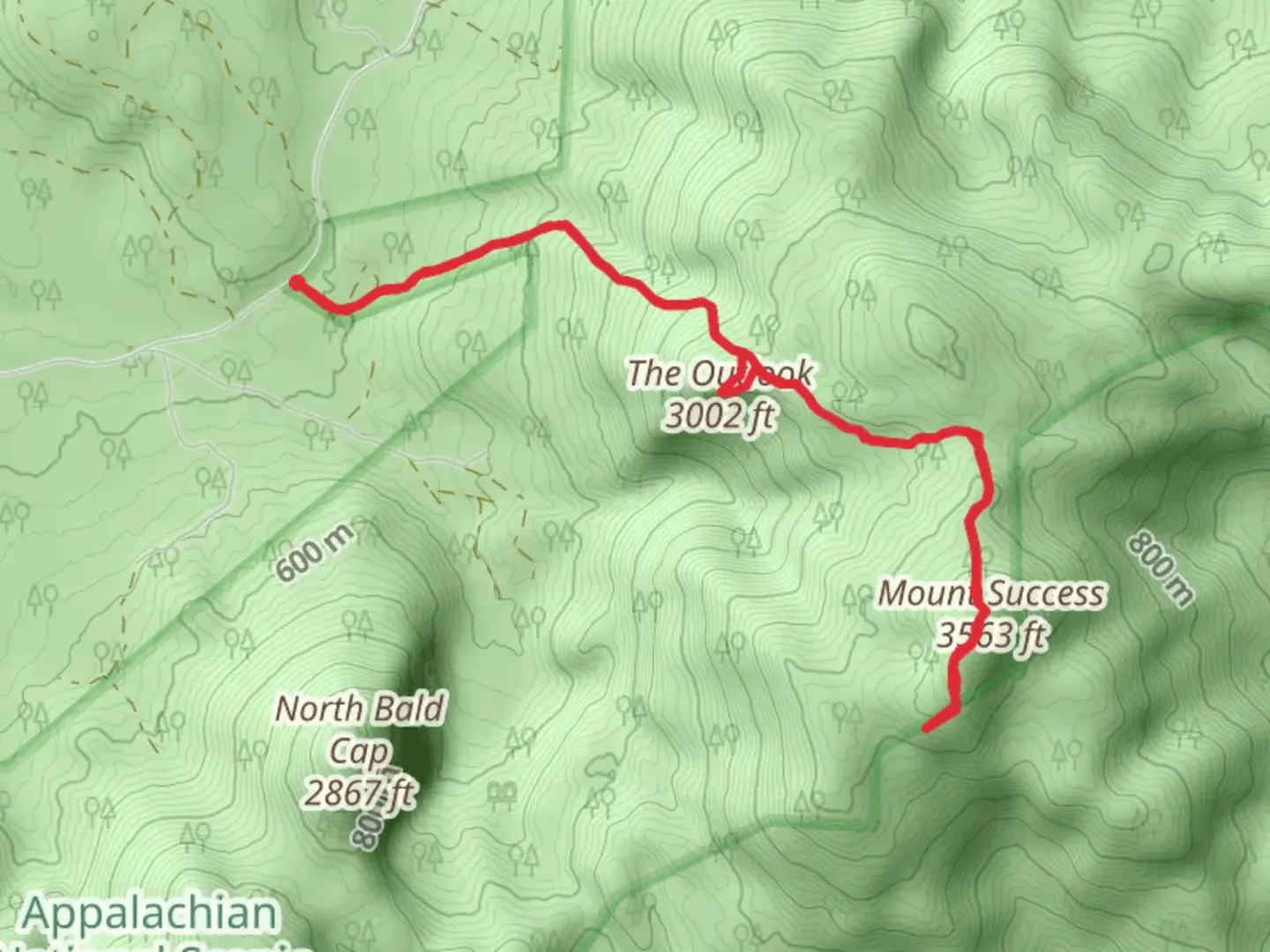 An image depicting the trail The Outlook and Mount Success Trail and its surrounding area.