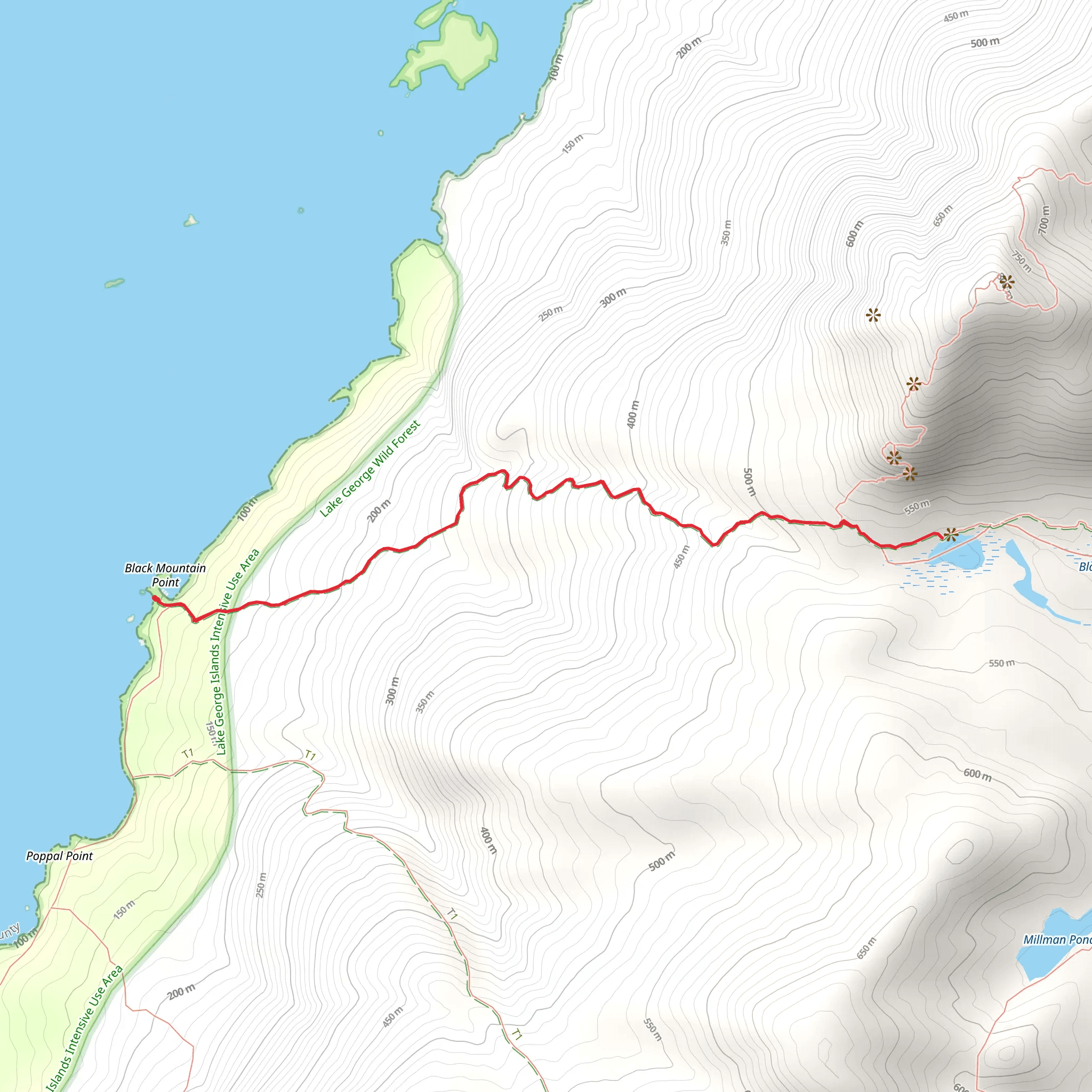 Black Mountain Ponds Trail mobile static map