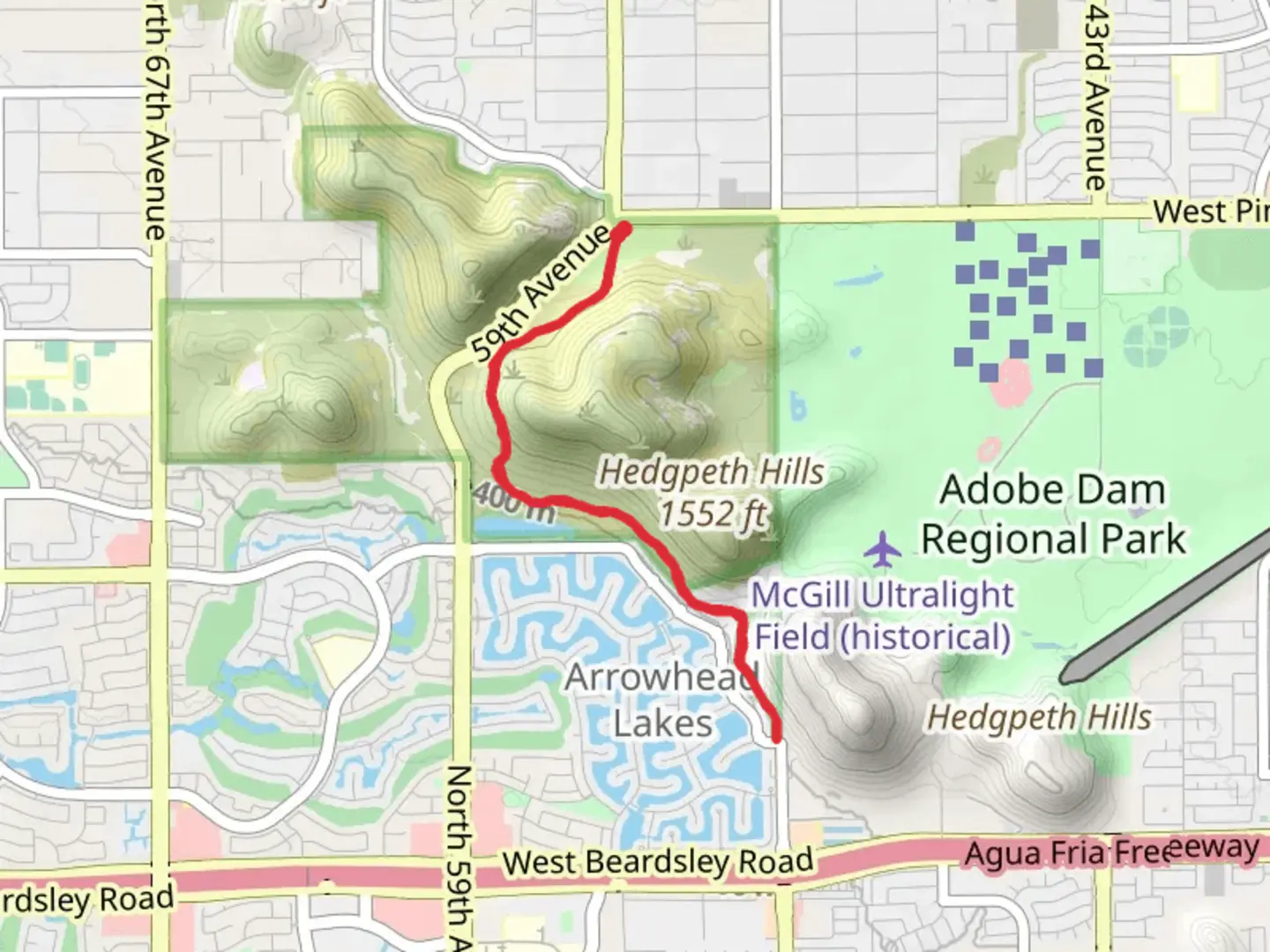 An image depicting the trail Thunderbird Conservation Park - H - 1 Trail and its surrounding area.