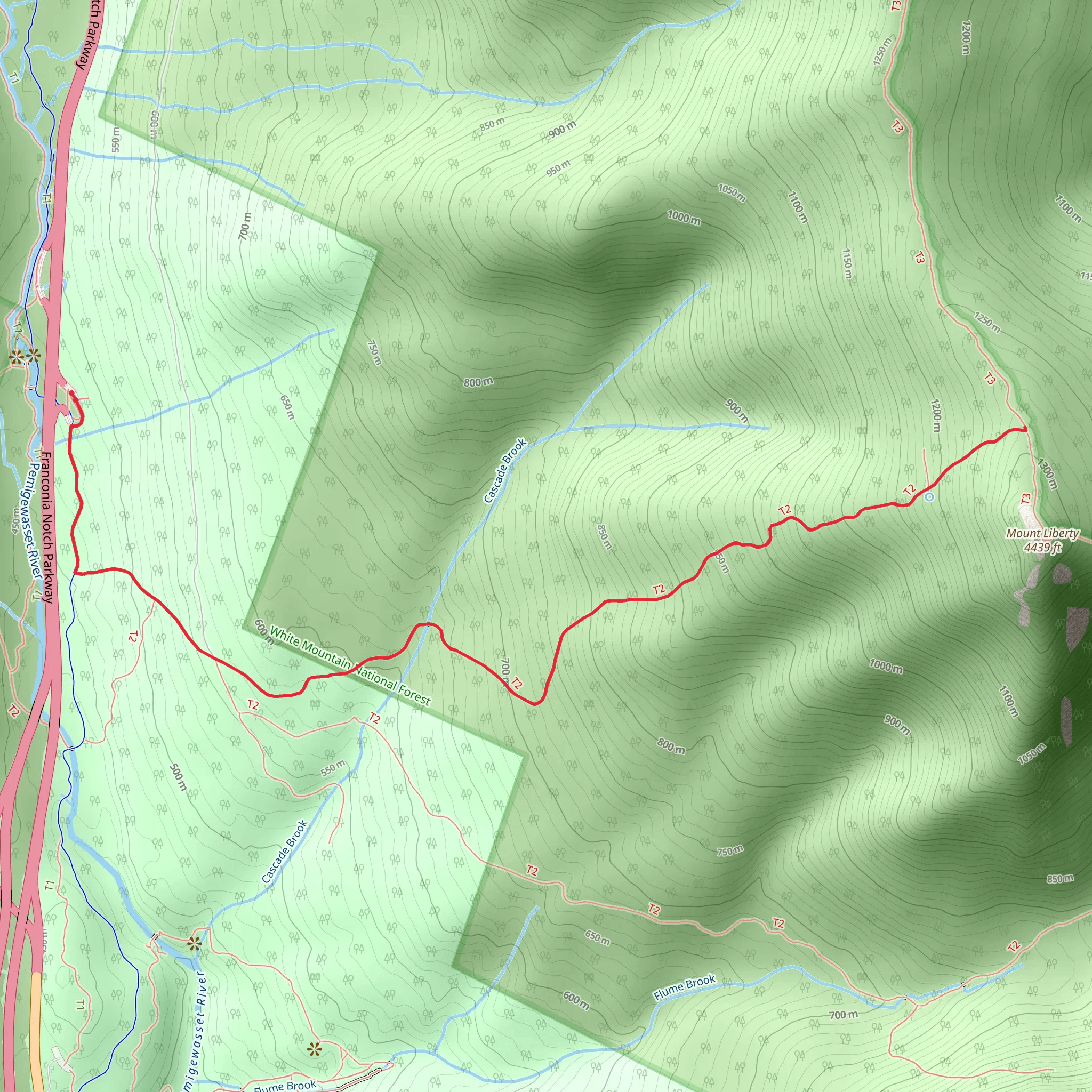 Liberty Spring Trail from The Basin mobile static map