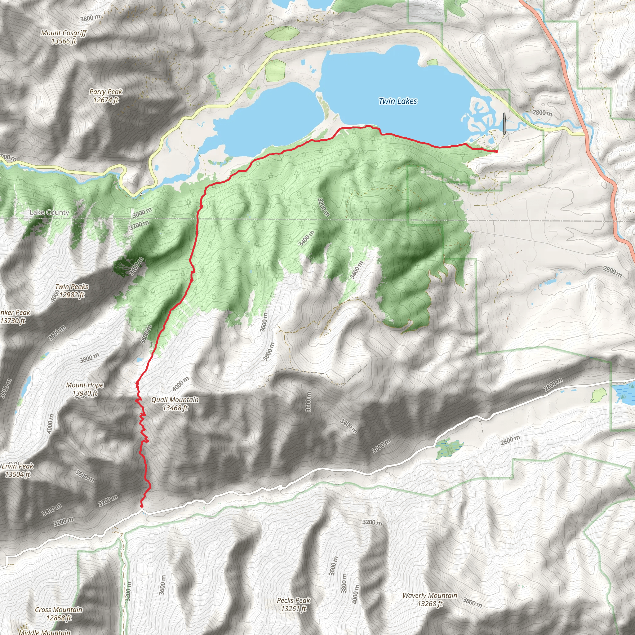 Sheep Gulch, Willis Gulch and Collegiate West Trail mobile static map