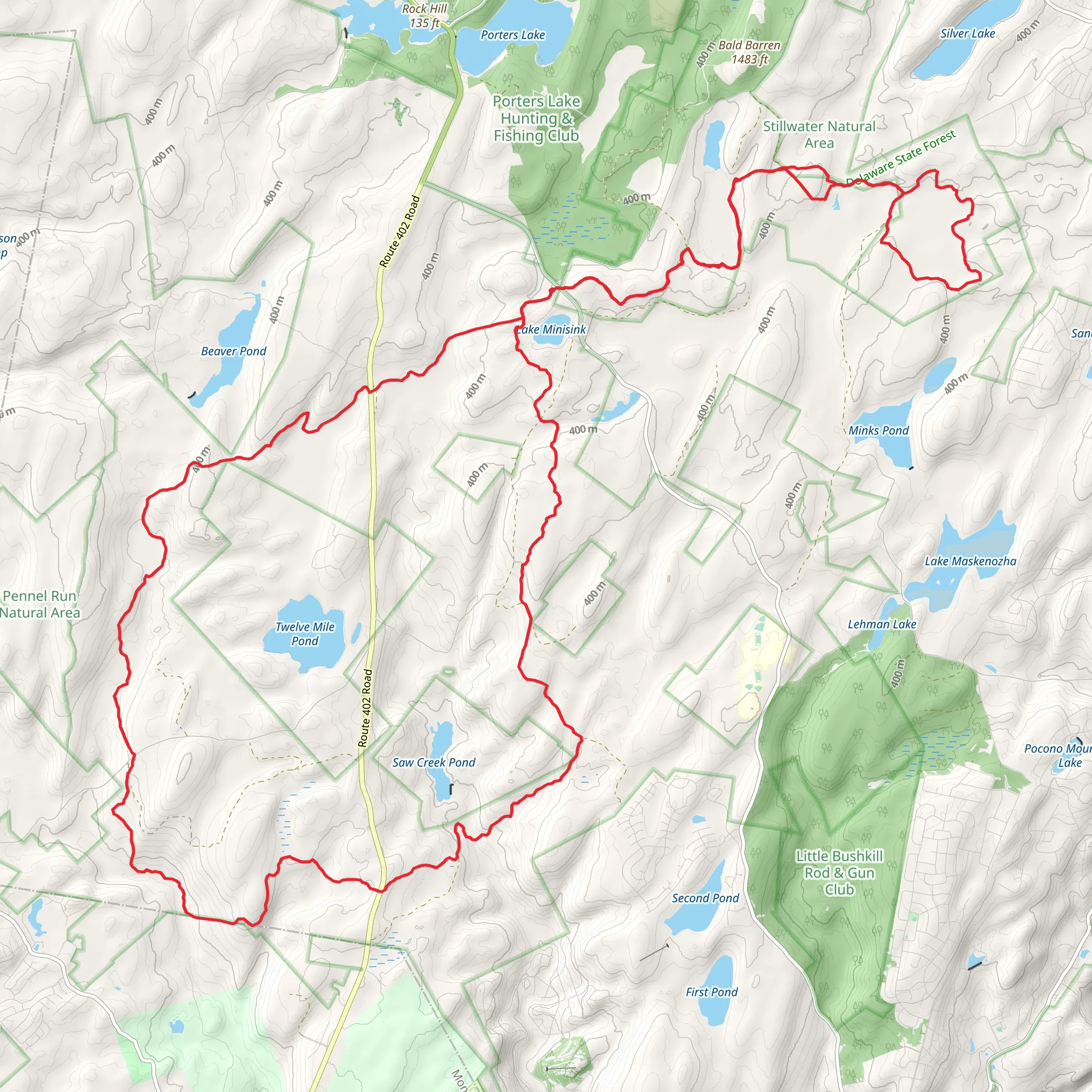 Thunder Swamp Loop Trail mobile static map