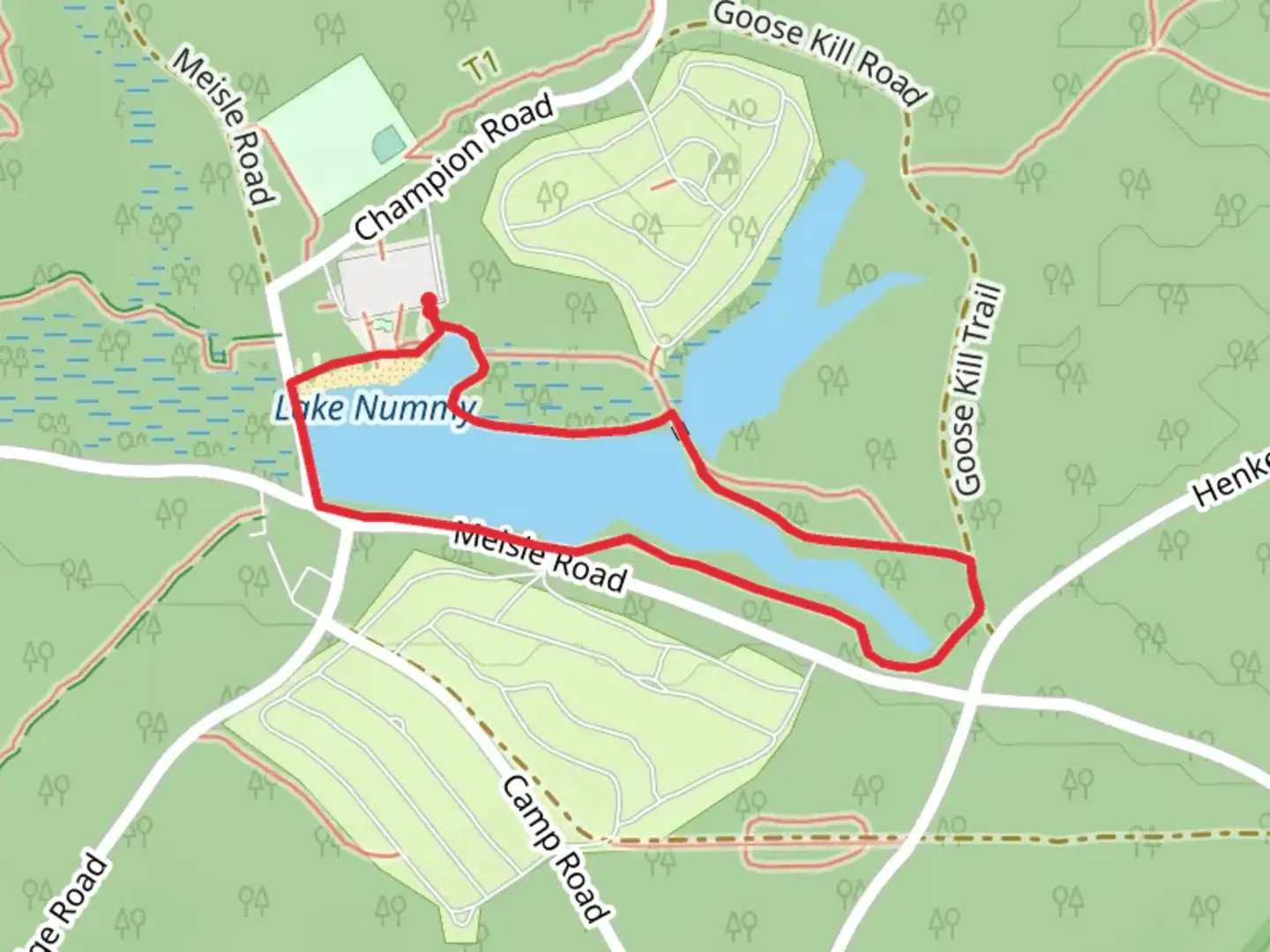 An image depicting the trail Nature Trail 2 and Meisle Loop Trail and its surrounding area.