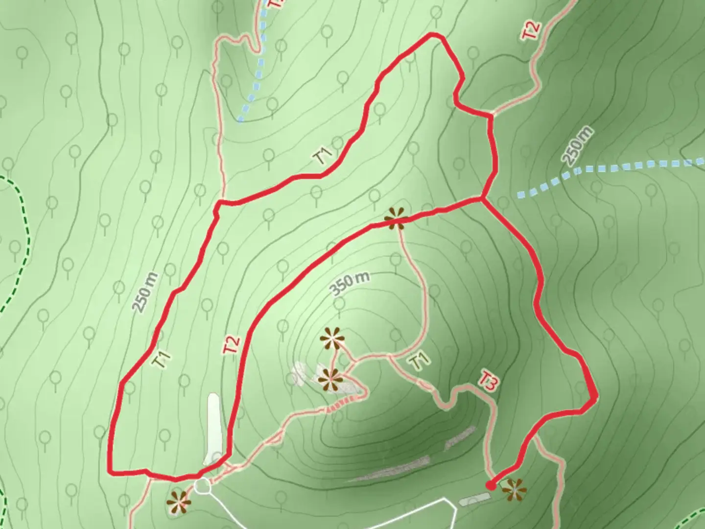 An image depicting the trail Blue and White and Northern Peaks Loop Trail and its surrounding area.