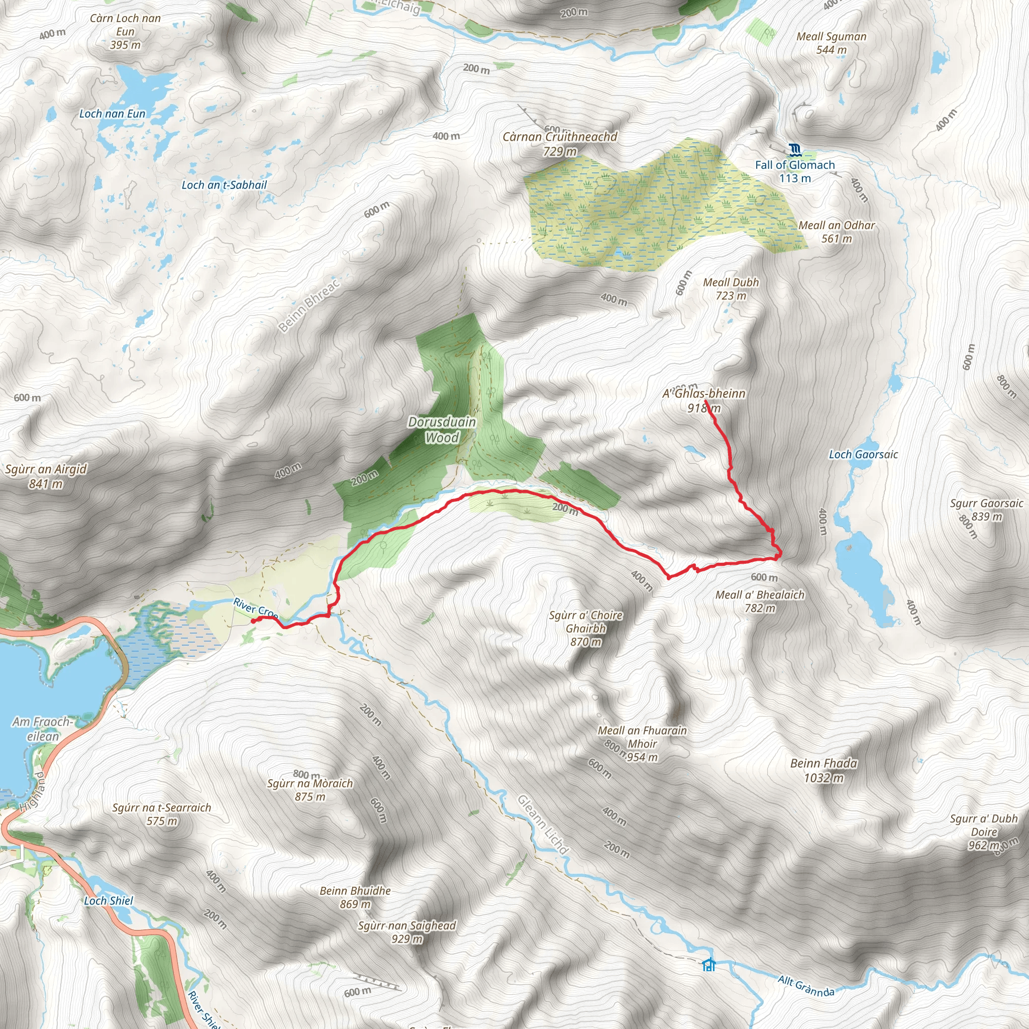 A' Ghlas - Bheinn Walk mobile static map