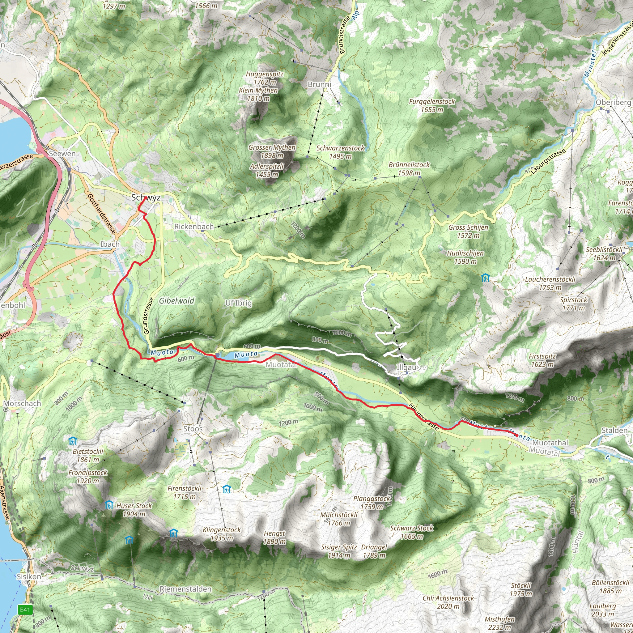 Pragel Pass Path mobile static map
