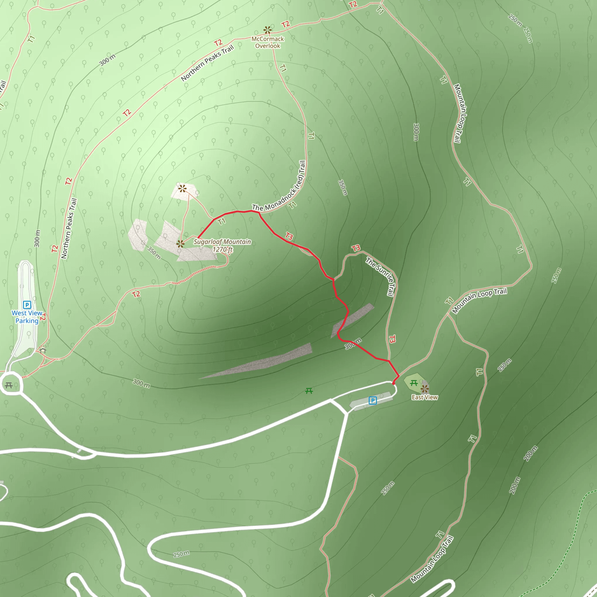 The Monadnock via Old Sunrise Trail mobile static map
