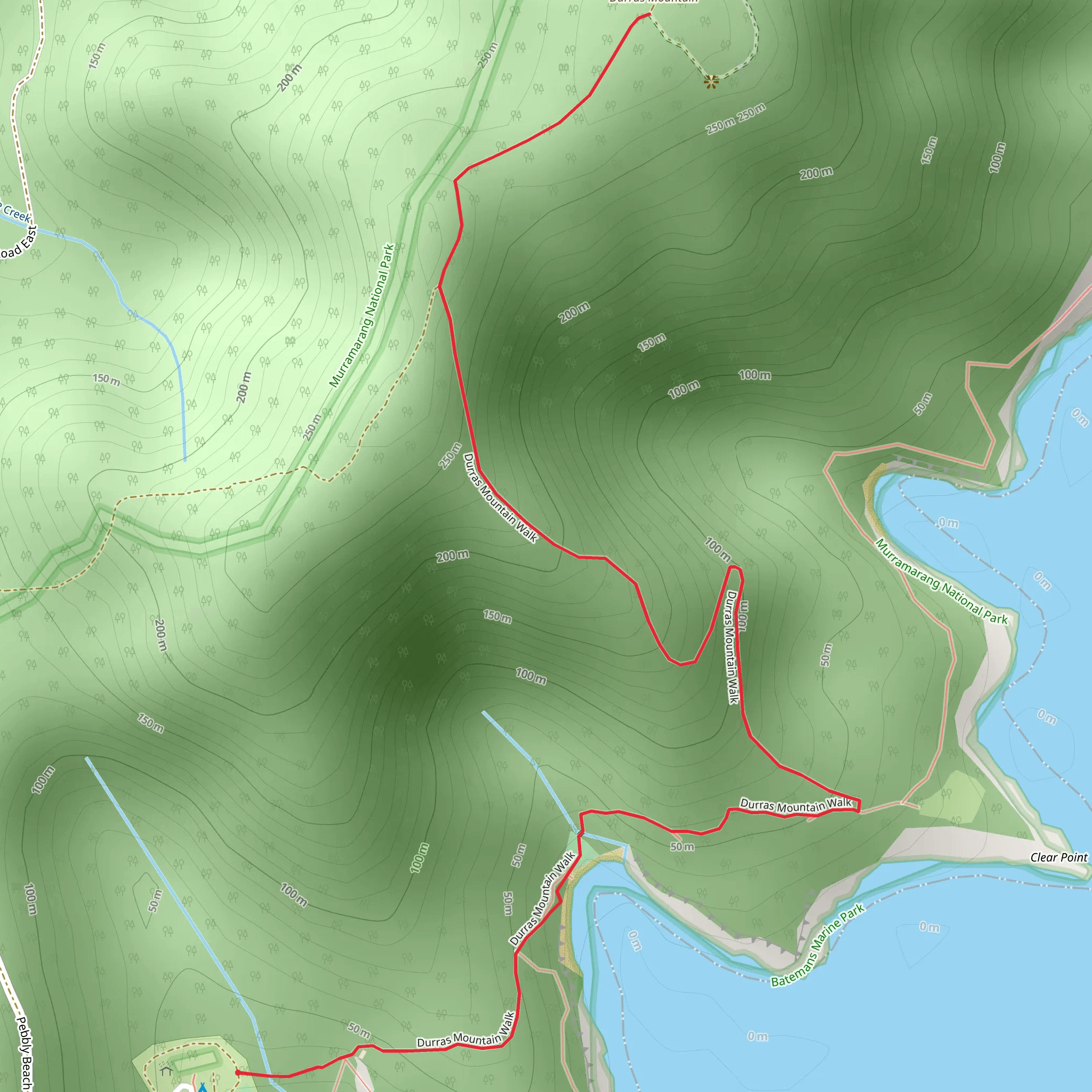 Pebbly Beach to Durras Mountain Track mobile static map