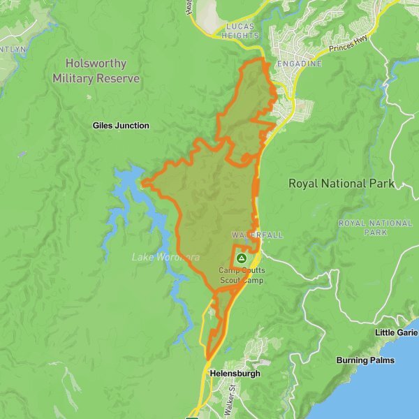 Heathcote National Park mobile static map