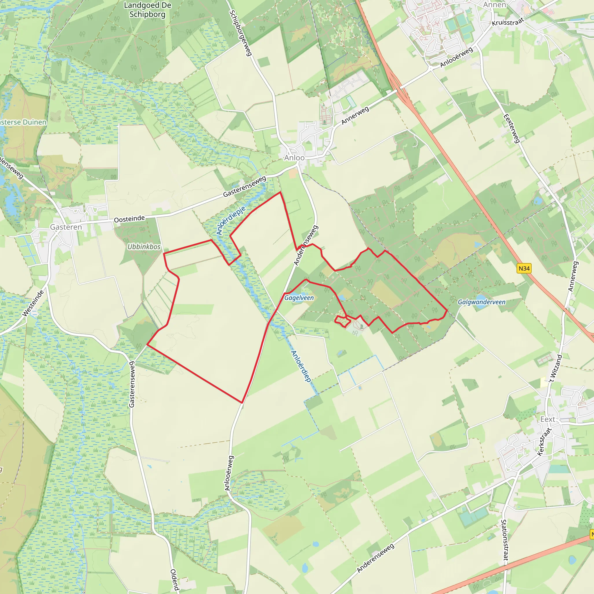 Boswachterij Anloo and Gastersche Holt Loop mobile static map