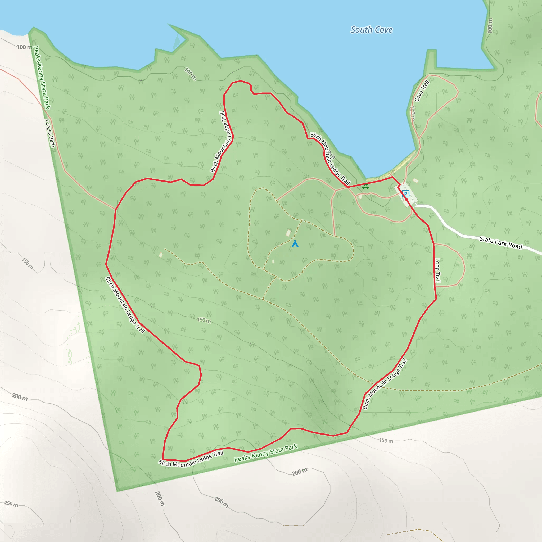 Birch Mountain Ledge Trail mobile static map