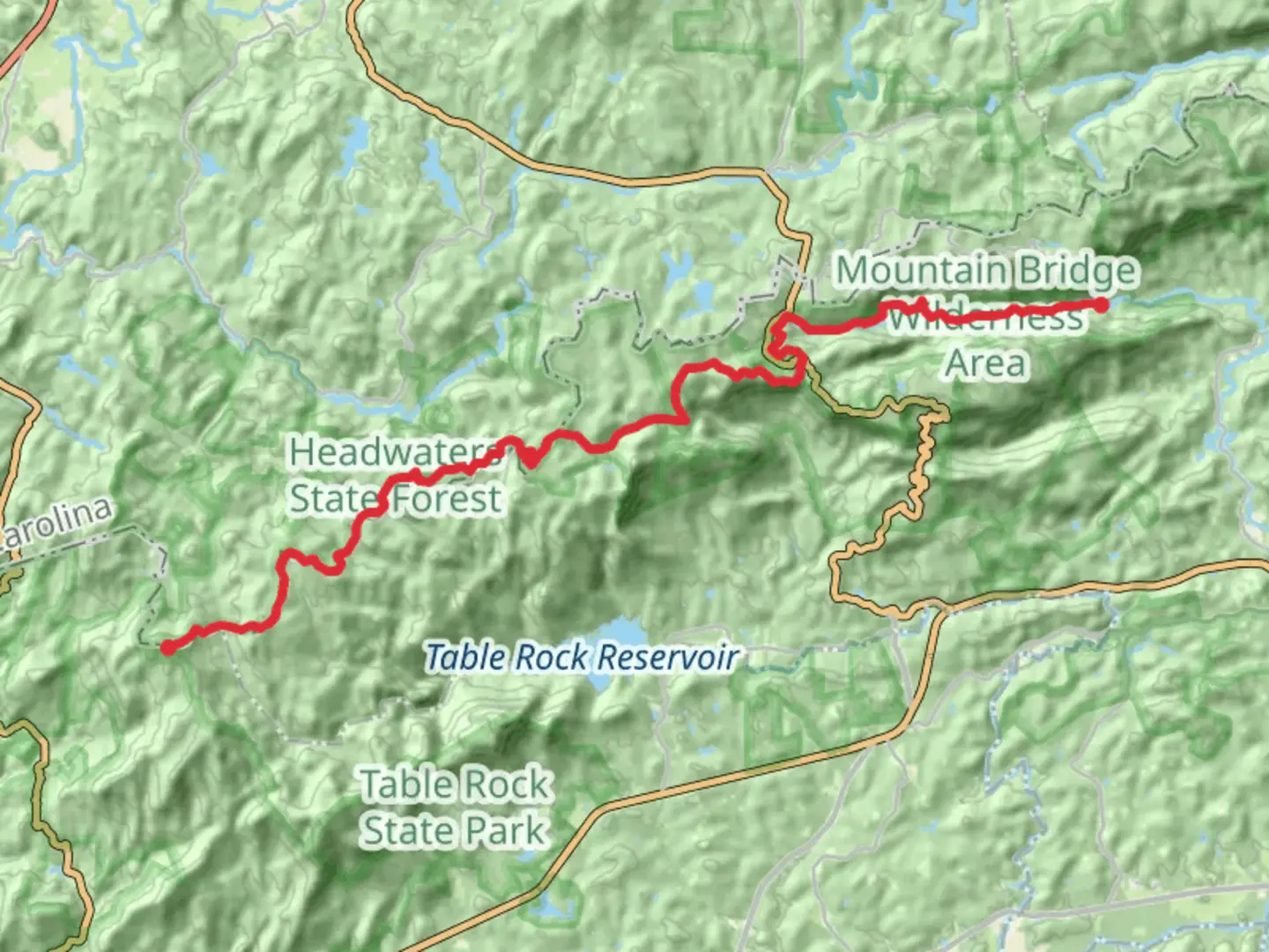 An image depicting the trail Jones Gap and Gum Gap Trail to Sassafras Mountain and its surrounding area.