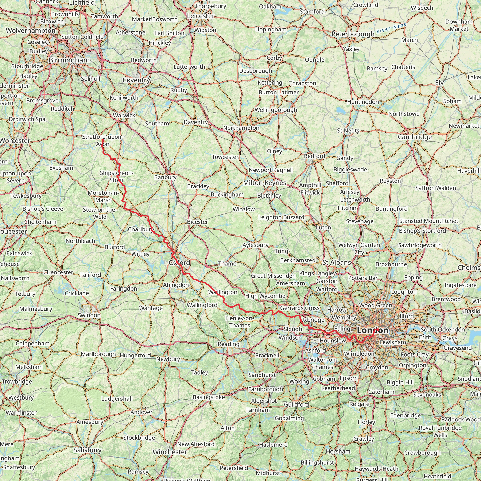 Shakespeare's Way mobile static map