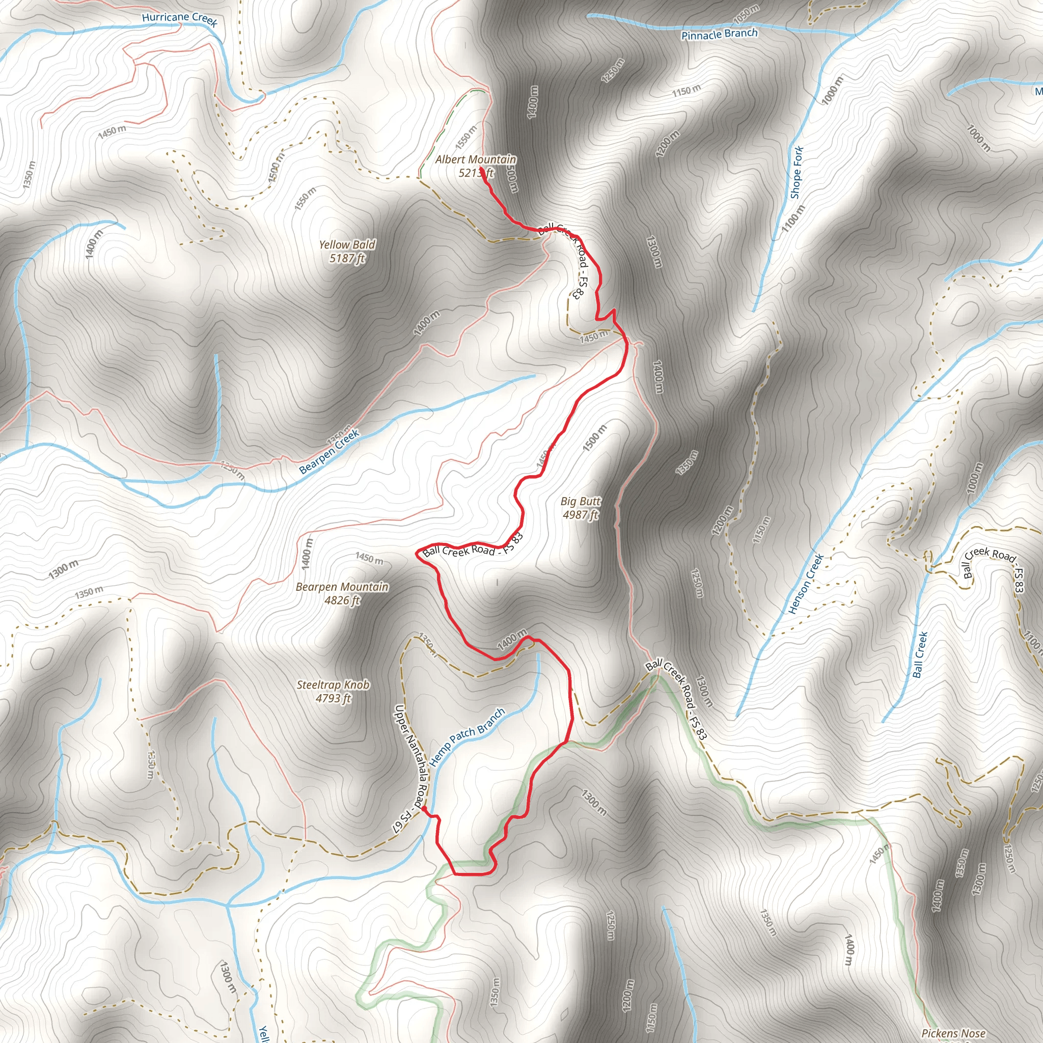 Albert Mountain via Appalachian Trail mobile static map