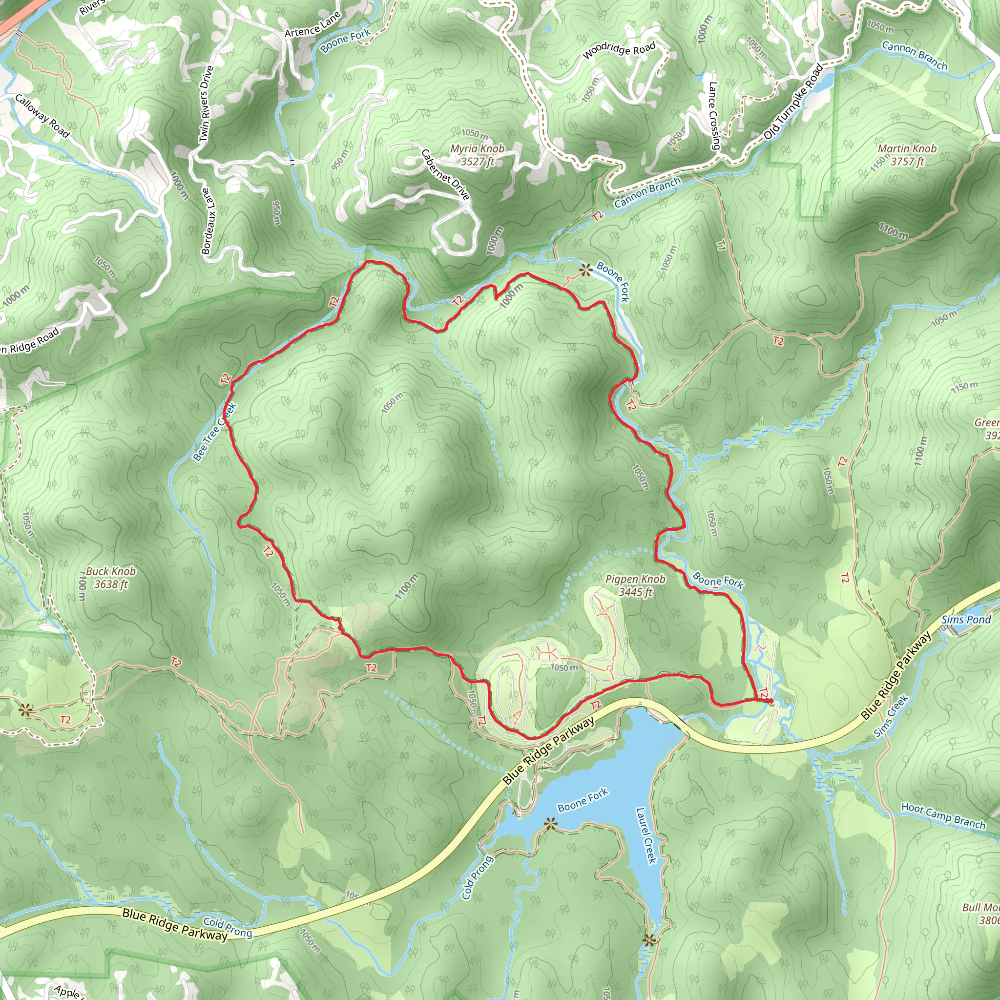 Boone Fork Loop Trail mobile static map