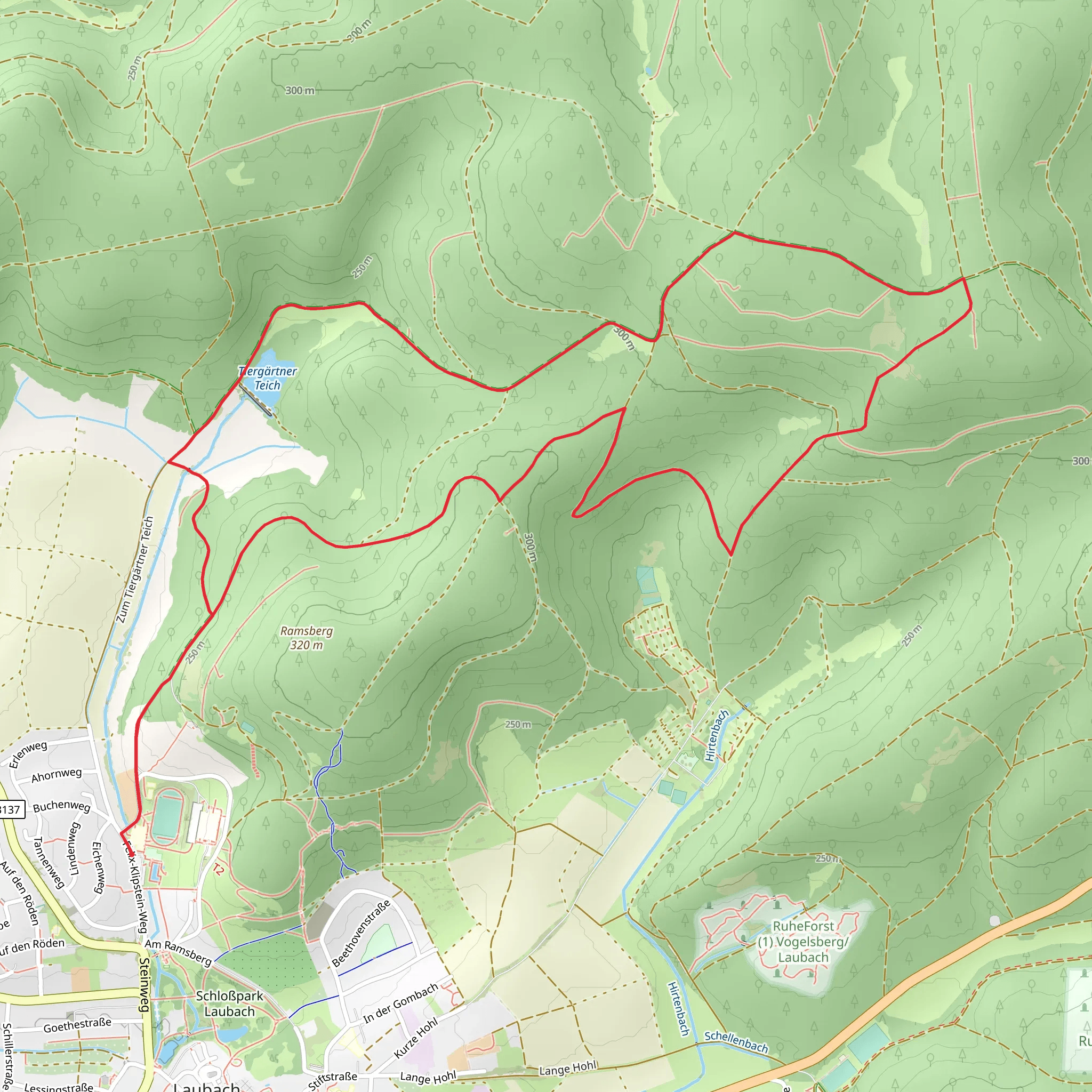 Engelsburg Erdwall and Tiergärtner Teich Loop mobile static map