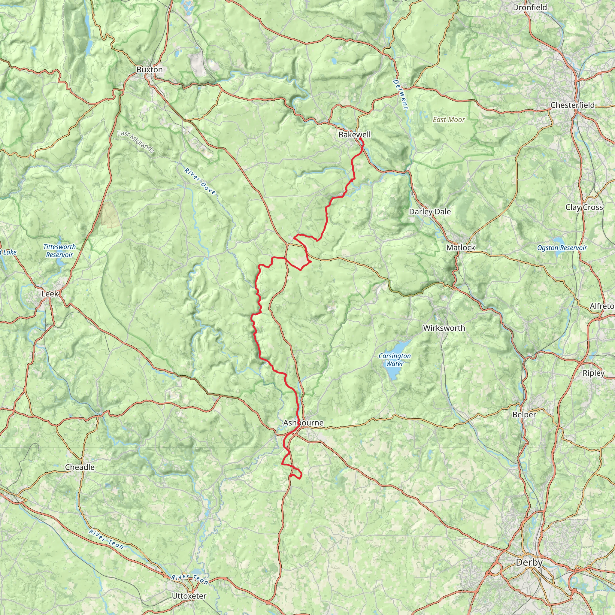 Edlaston to Bakewell Walk mobile static map