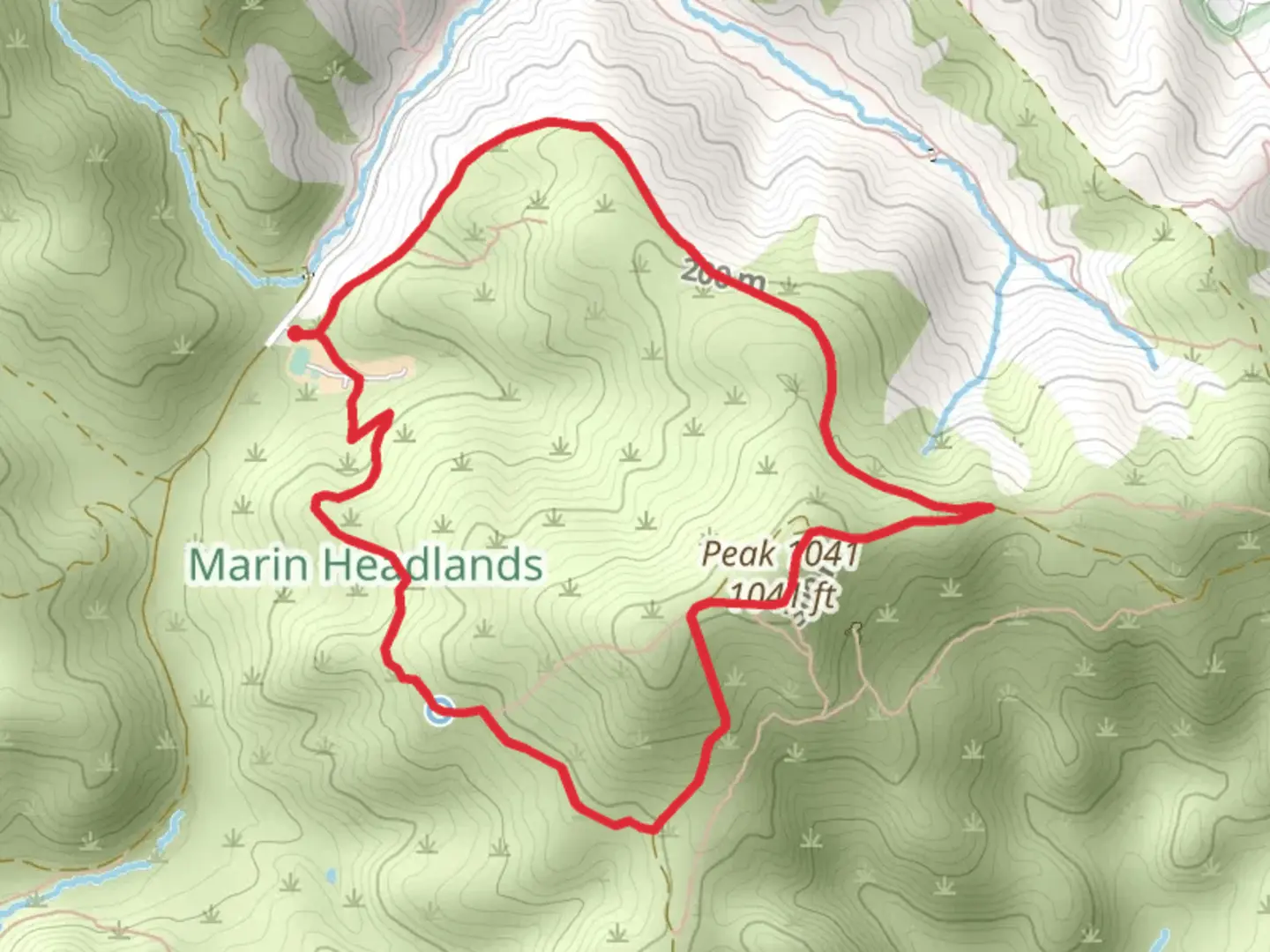 An image depicting the trail Peak 1041 Loop and its surrounding area.