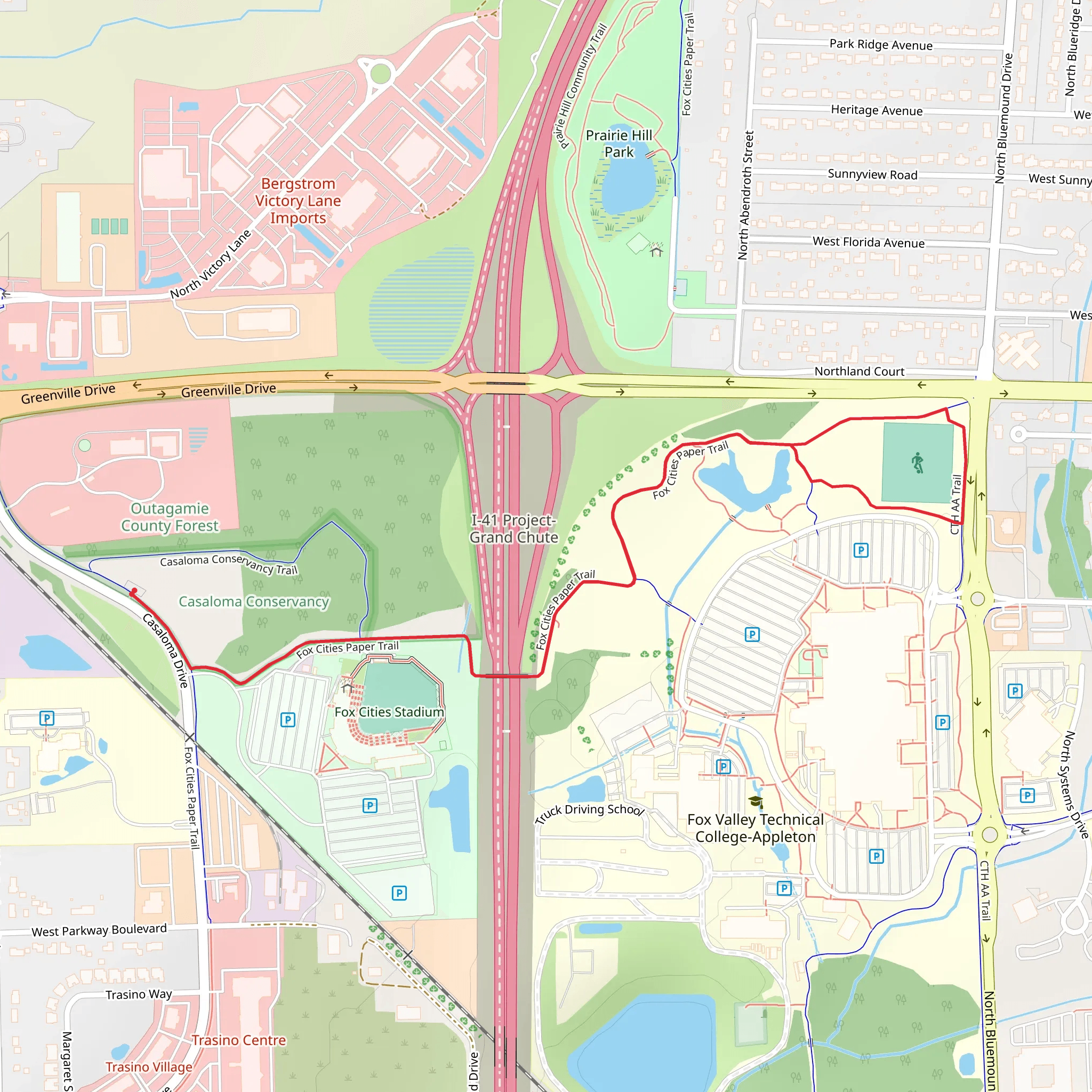 CTH-AA Trail and Fox Cities Paper Trail mobile static map