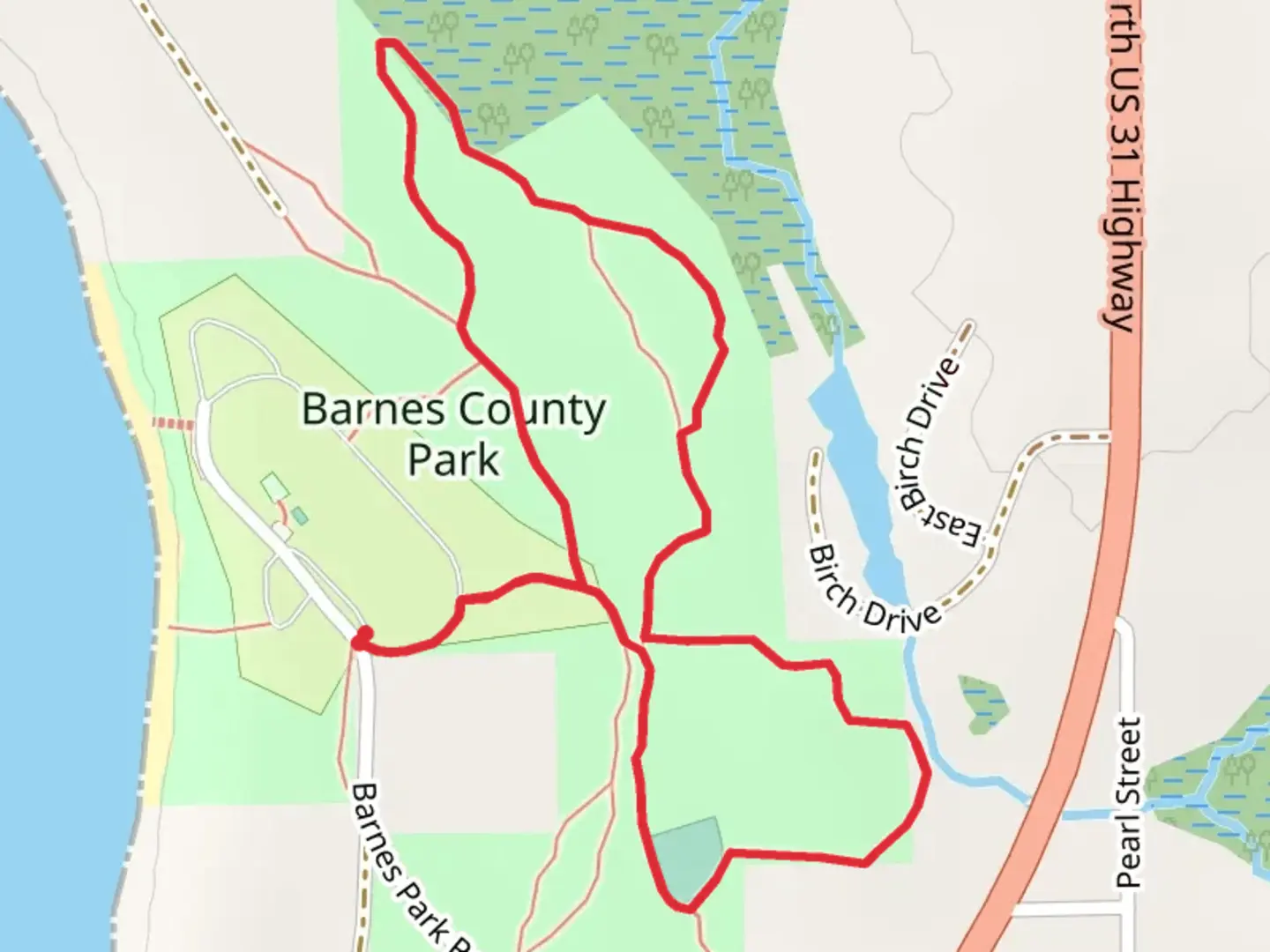 An image depicting the trail Barnes County Park Loop and its surrounding area.