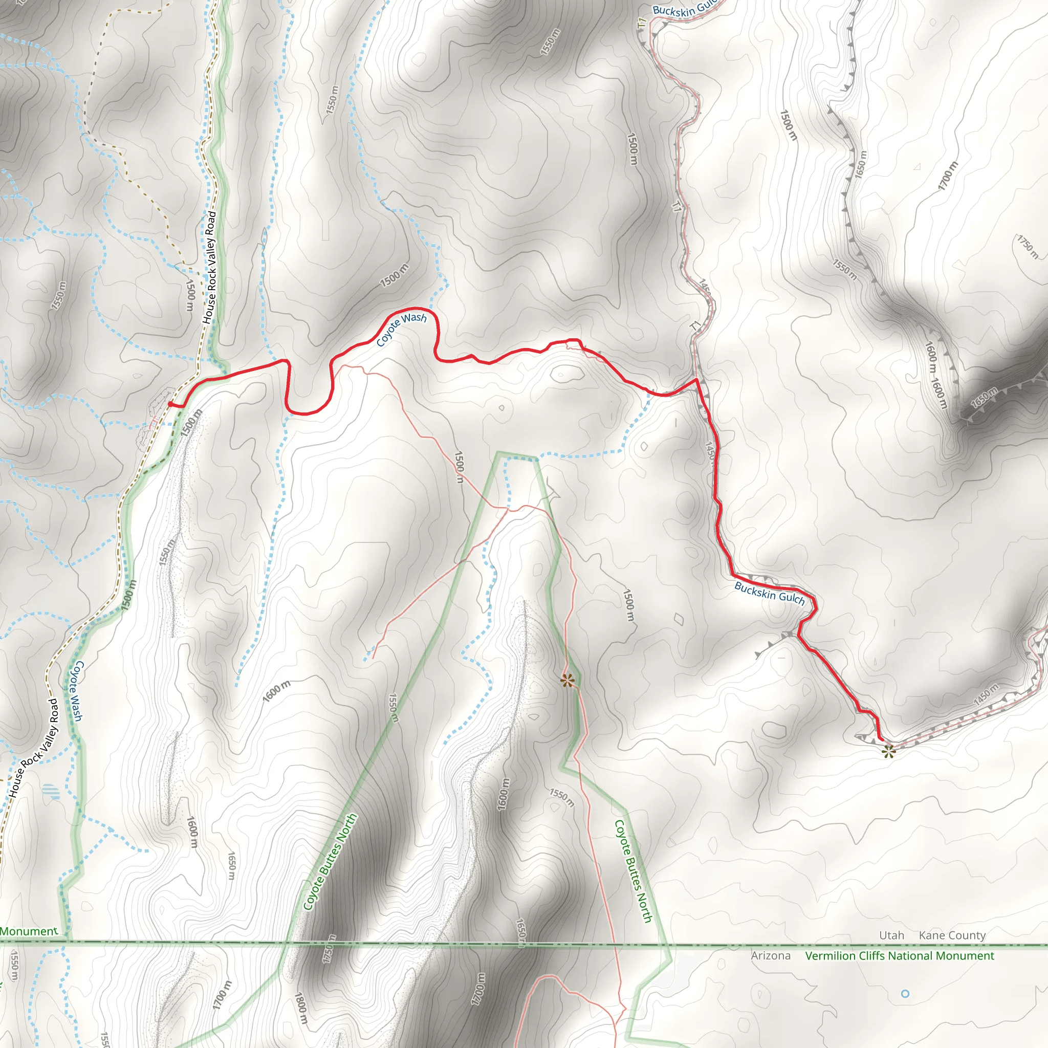 Wire Pass Trail and Buckskin Gulch Trail mobile static map