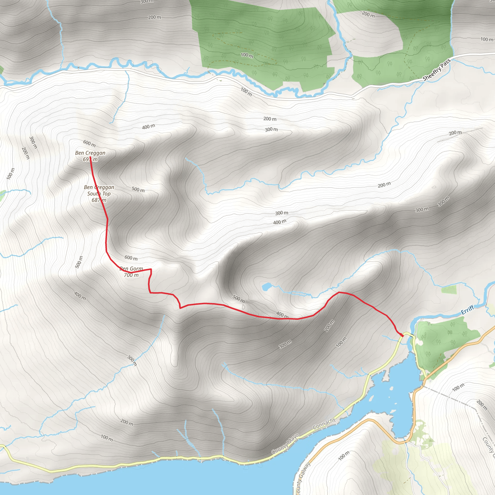 Ben Gorm and Ben Creggan Walk from Aasleagh mobile static map