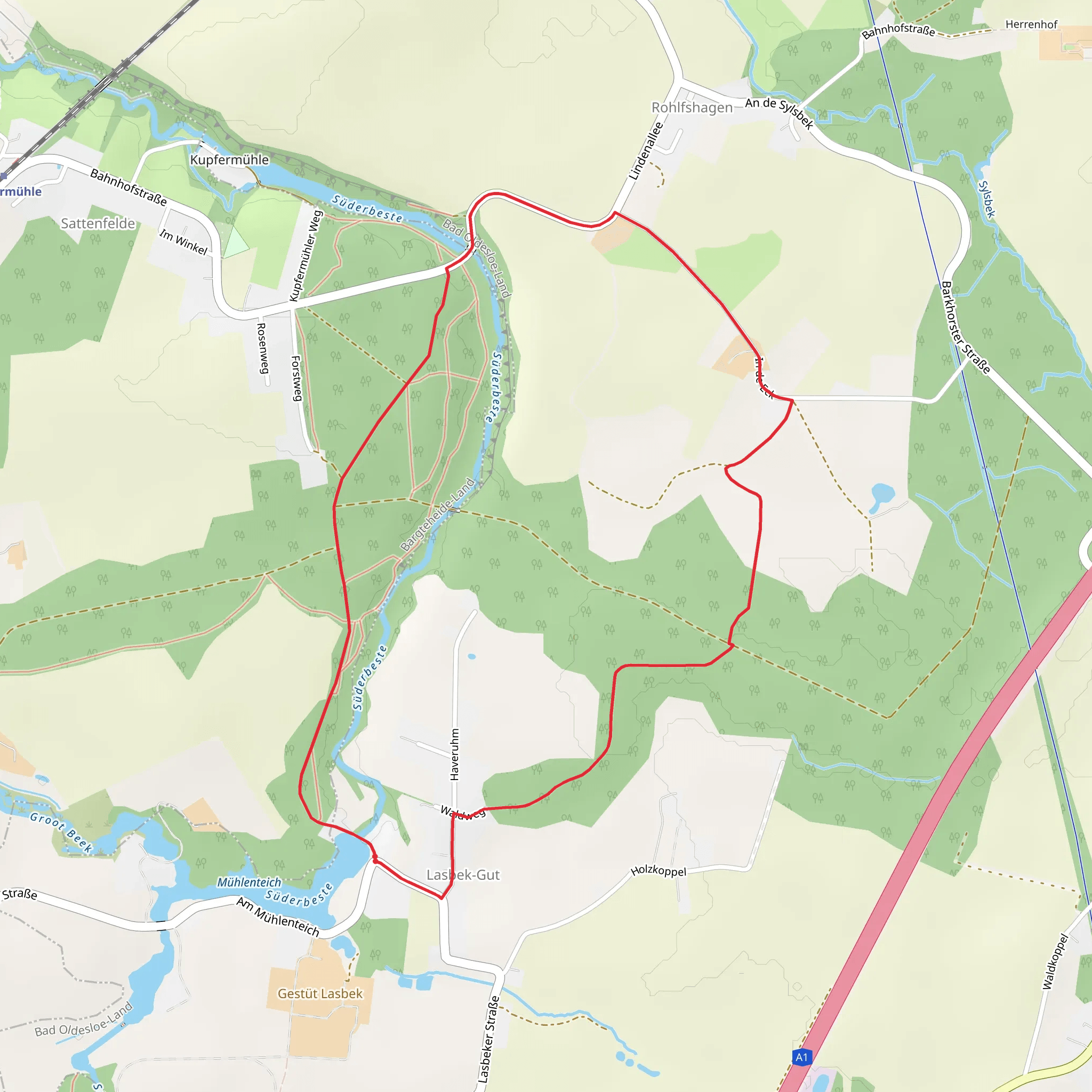 Suederbeste via Waldweg and Zur Muehle mobile static map