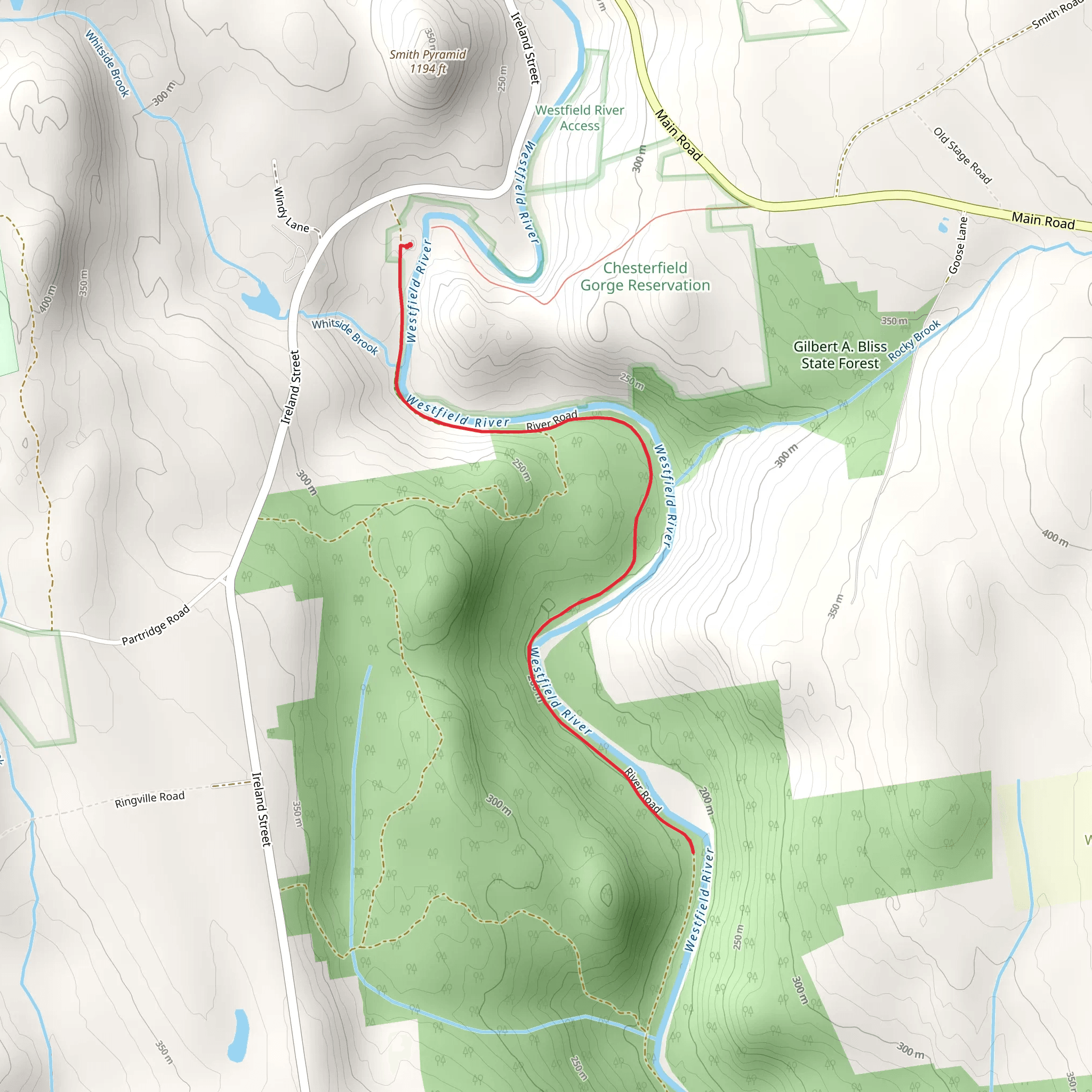 North Branch Westfield River Trail mobile static map