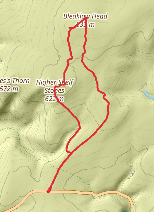 Hike on Higher Shelf Stones and Bleaklow Head Walk mobile static map