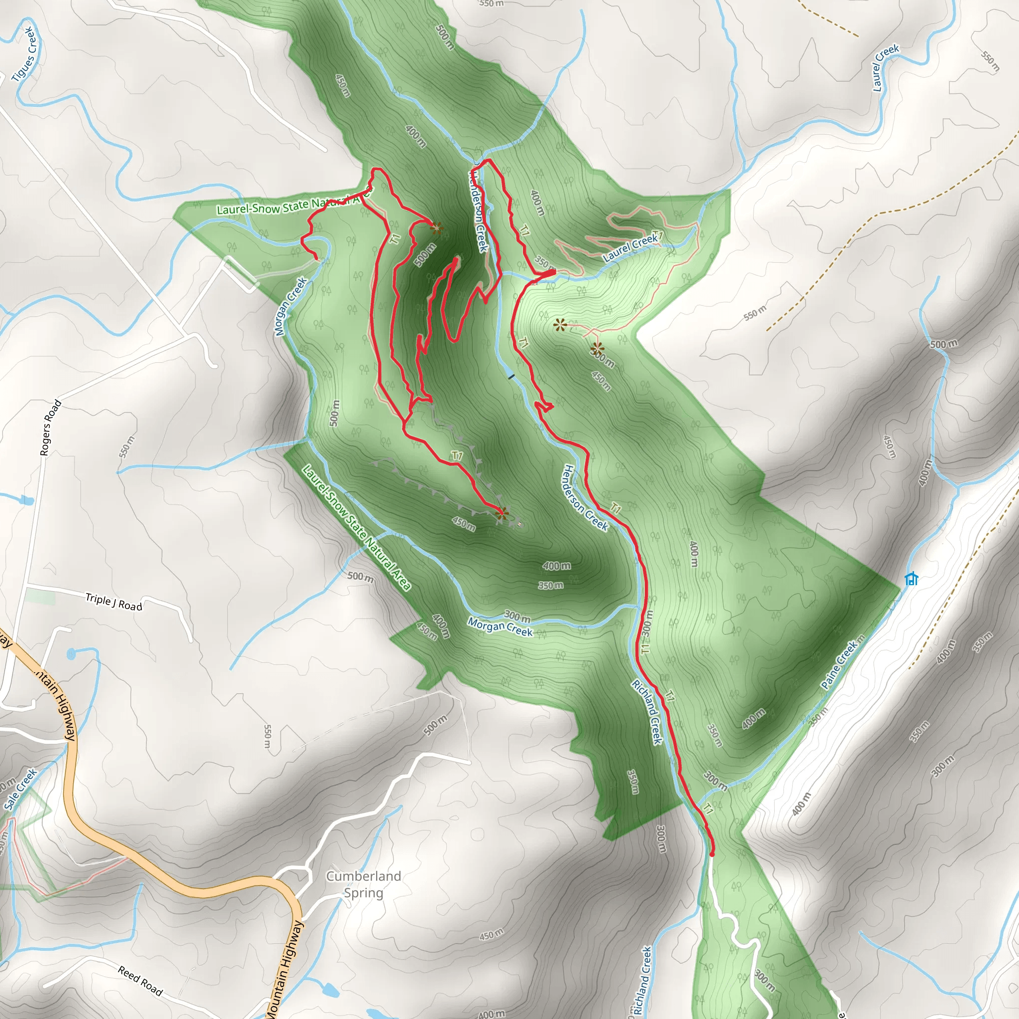 CT-Laurel Falls and CT Snow Falls Trail mobile static map