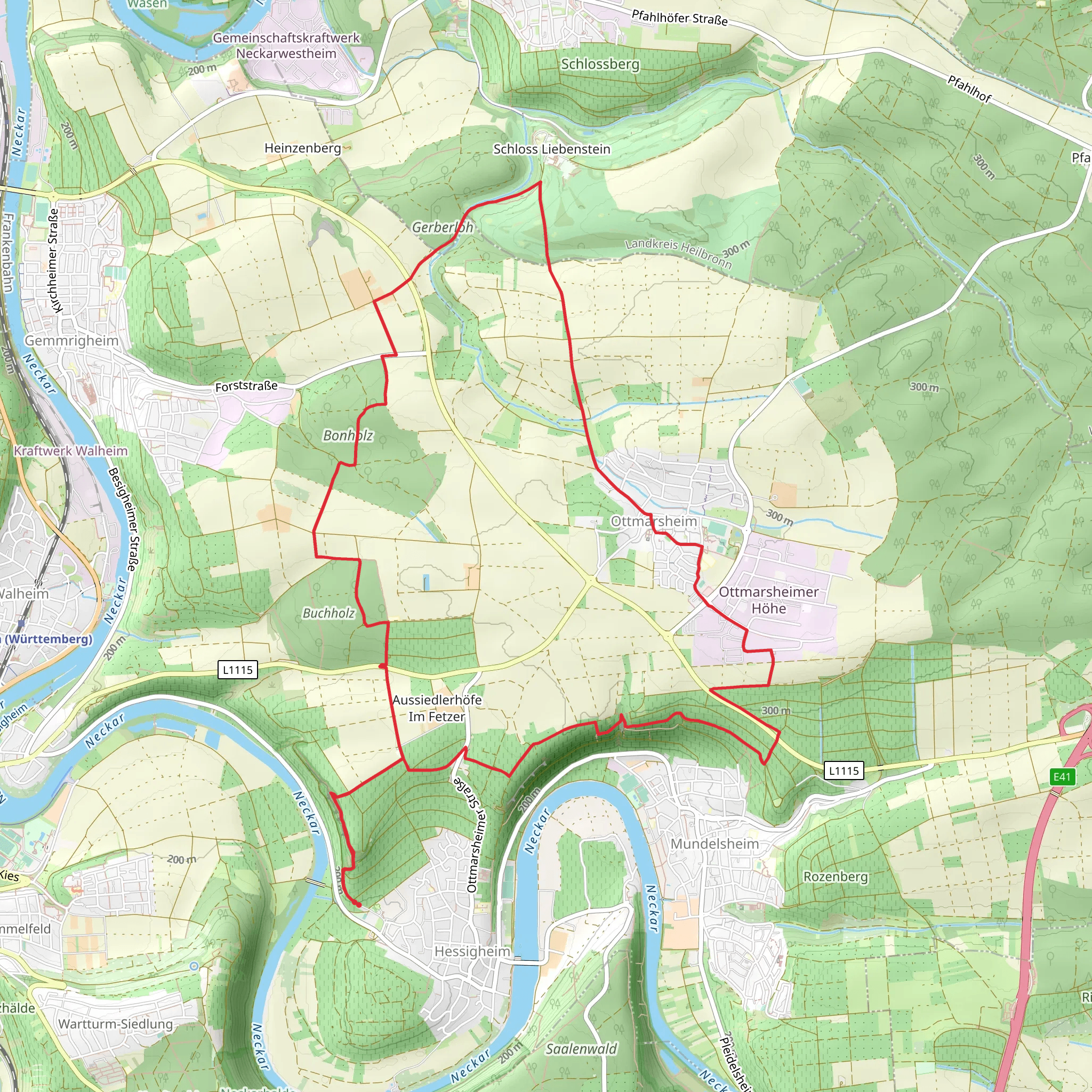 Neckarhoehen Loop mobile static map