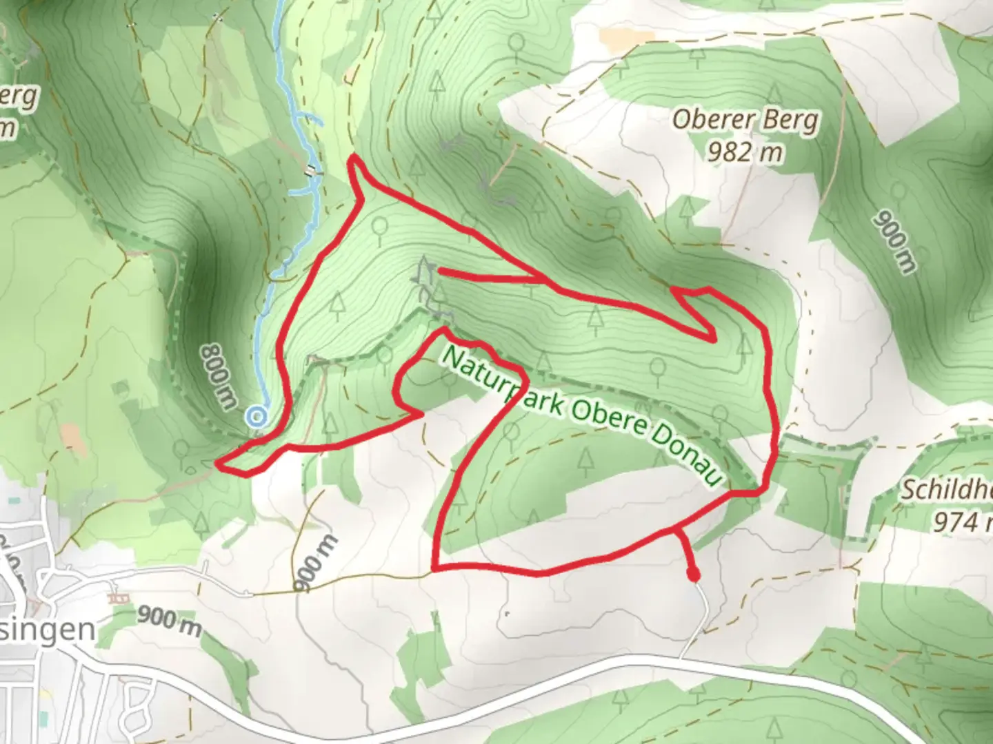 An image depicting the trail Muisloch and Hossinger Leiter Loop and its surrounding area.
