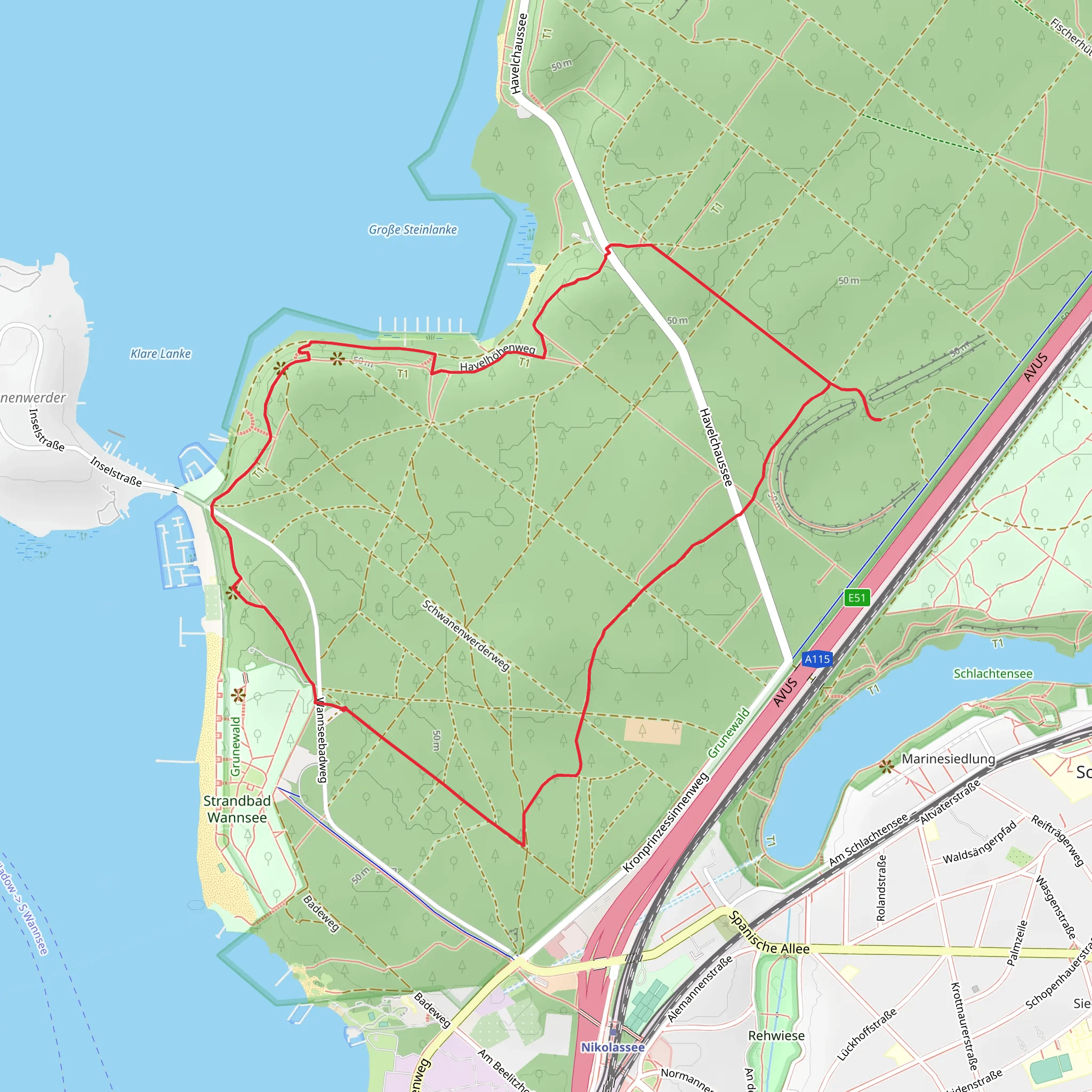 Havelhöhenweg Loop mobile static map