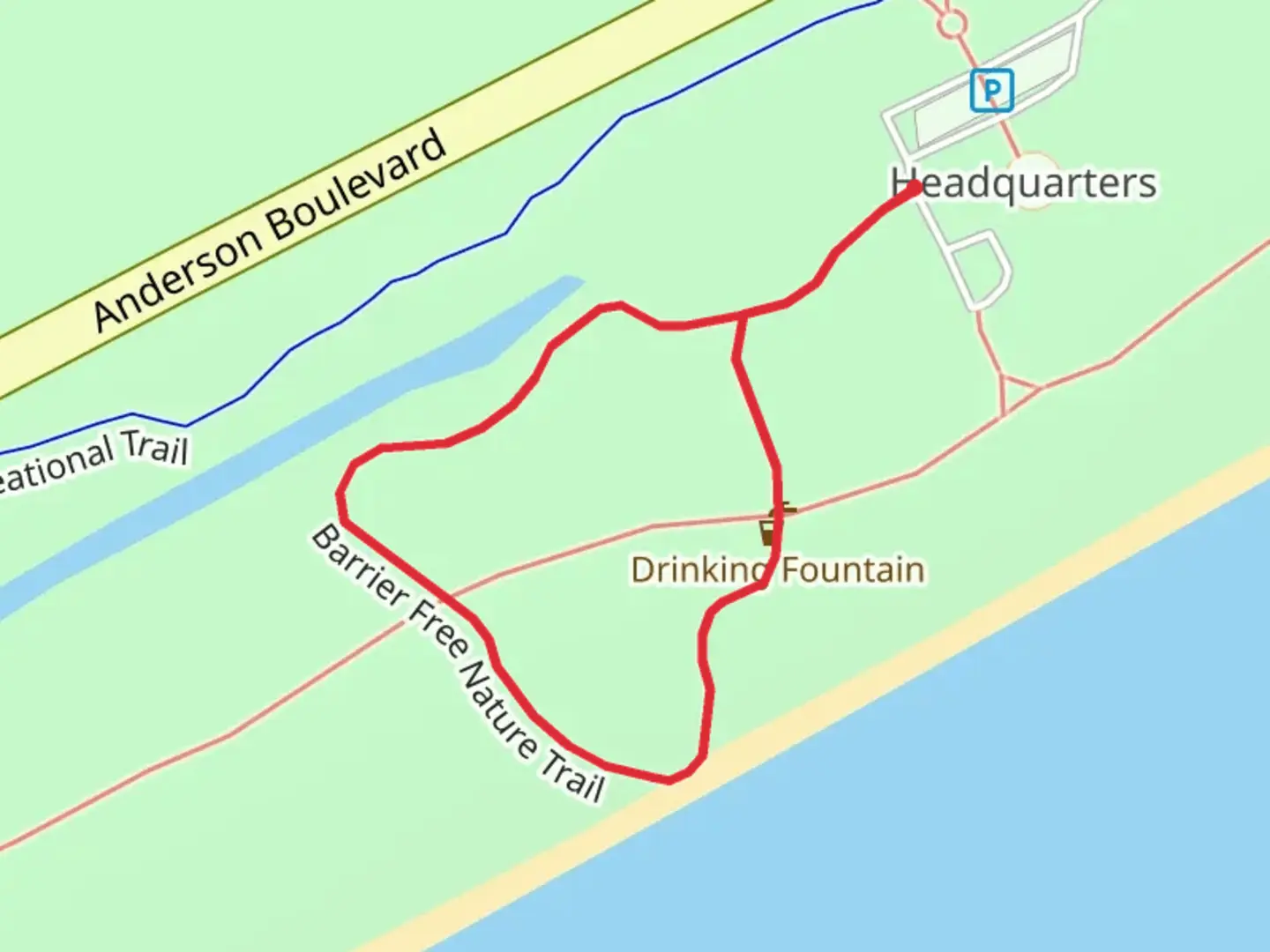 An image depicting the trail Barrier Free Nature Loop Trail and its surrounding area.