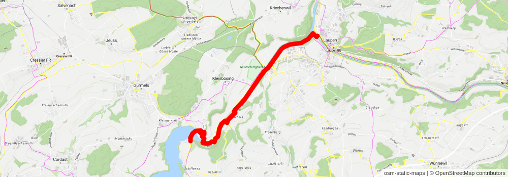 Freiburg to Laupen stage 2 Map