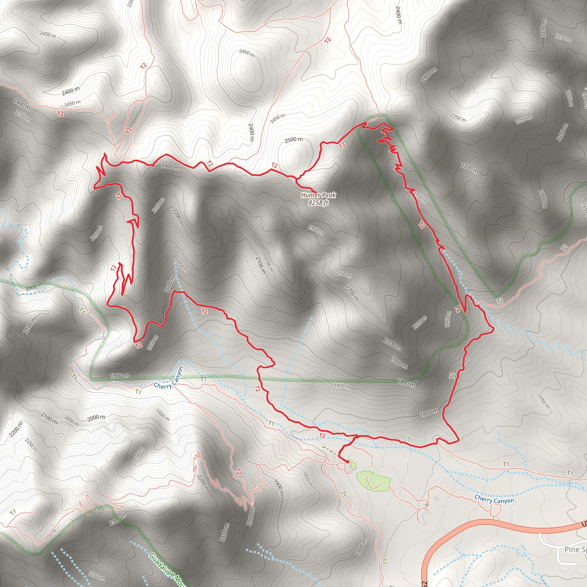 Hunter Peak Loop mobile static map