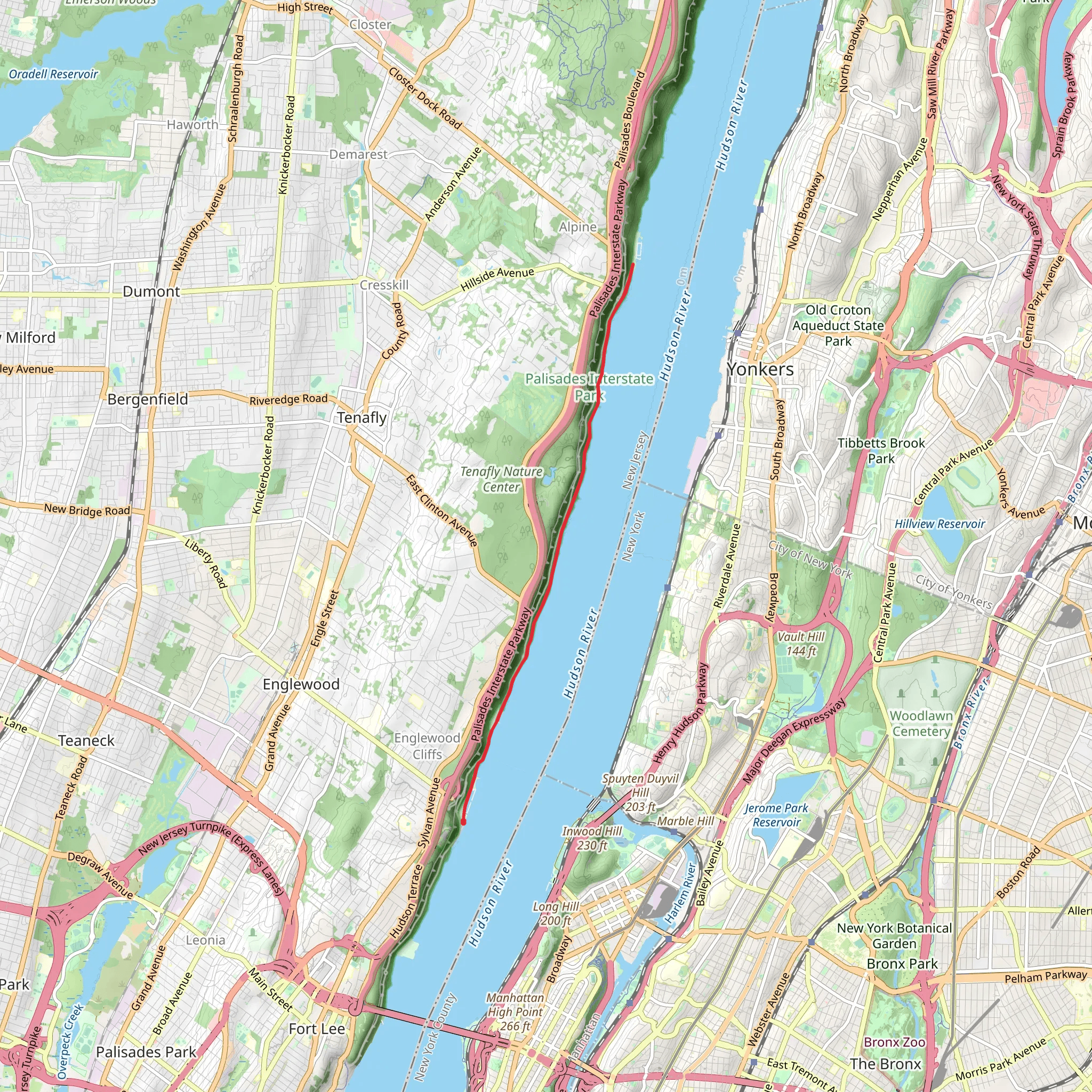 Hudson River via Shore Trail - White mobile static map