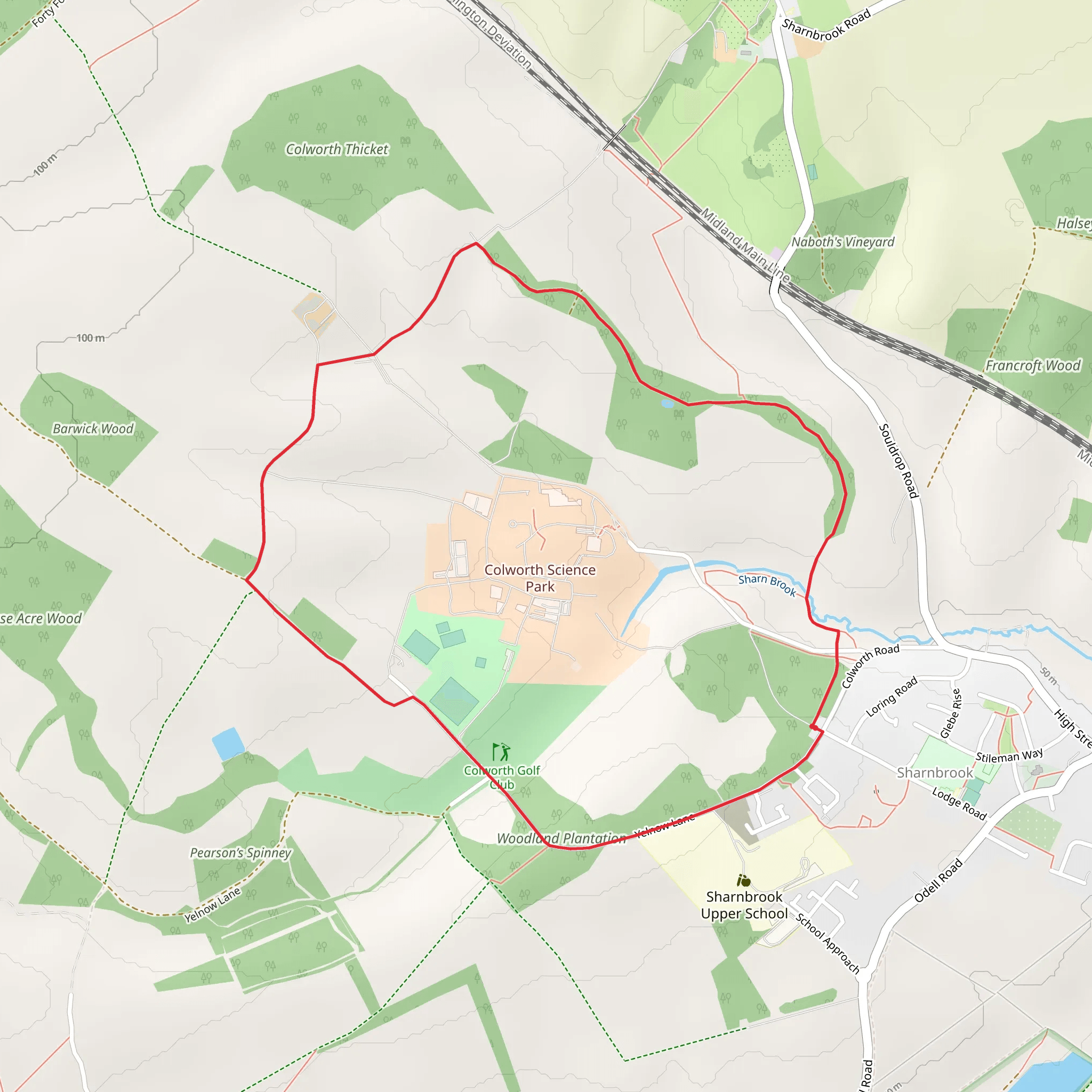 Woodland Plantation and Antonie Spinney Loop mobile static map