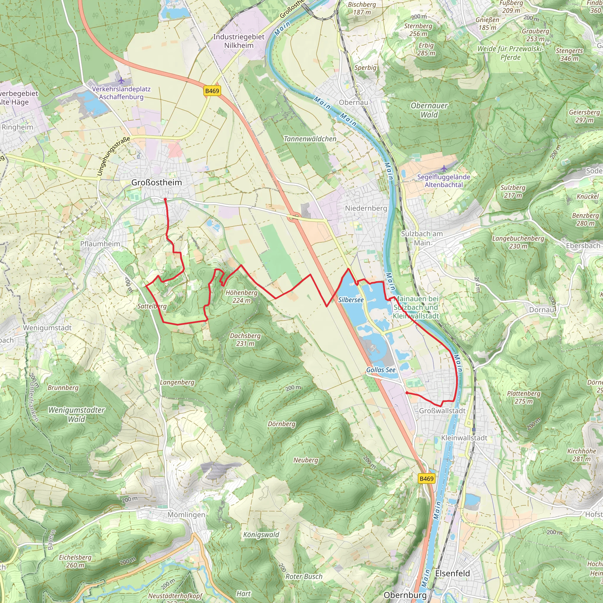 Grobwallstadt to Grobostheim Walk mobile static map