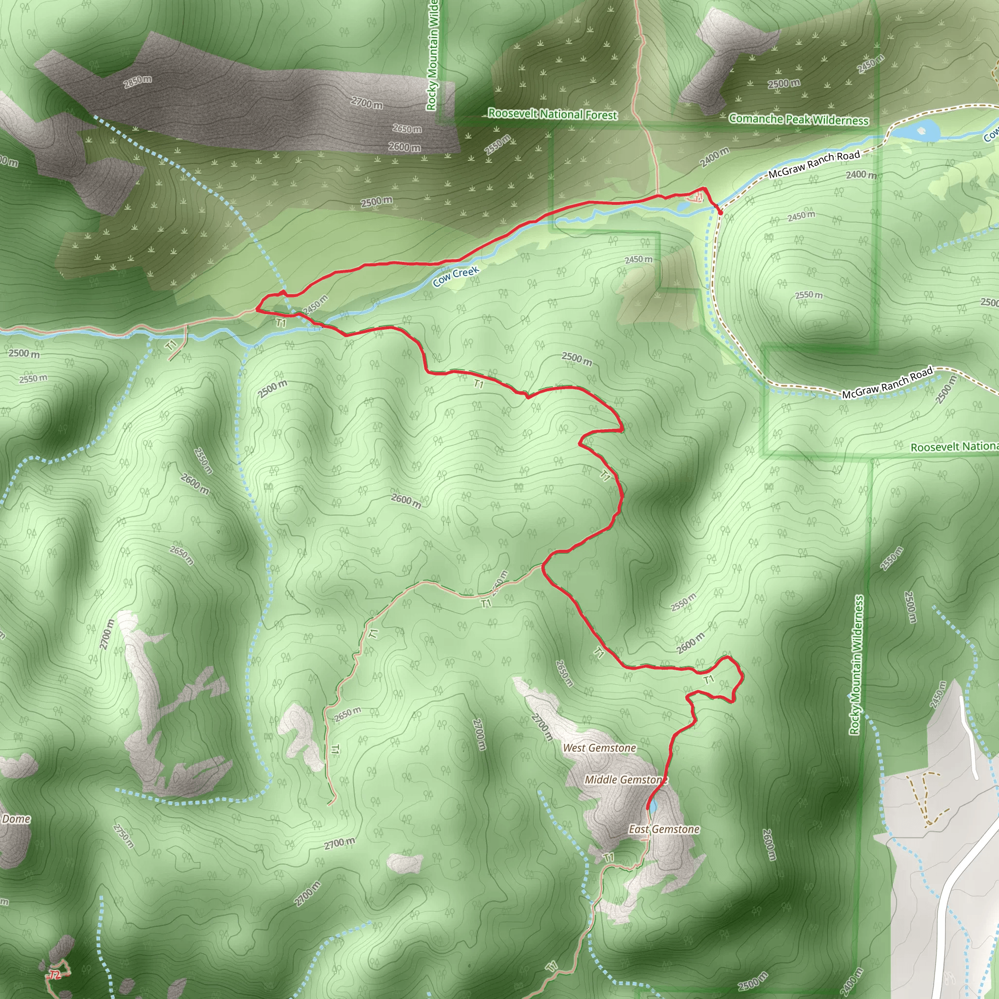 Gem Lake via Cow Creek Trail mobile static map