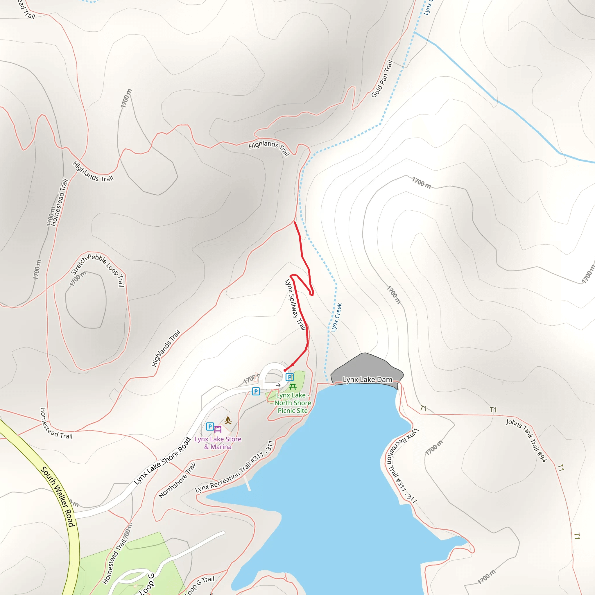 Lynx Spillway Trail mobile static map