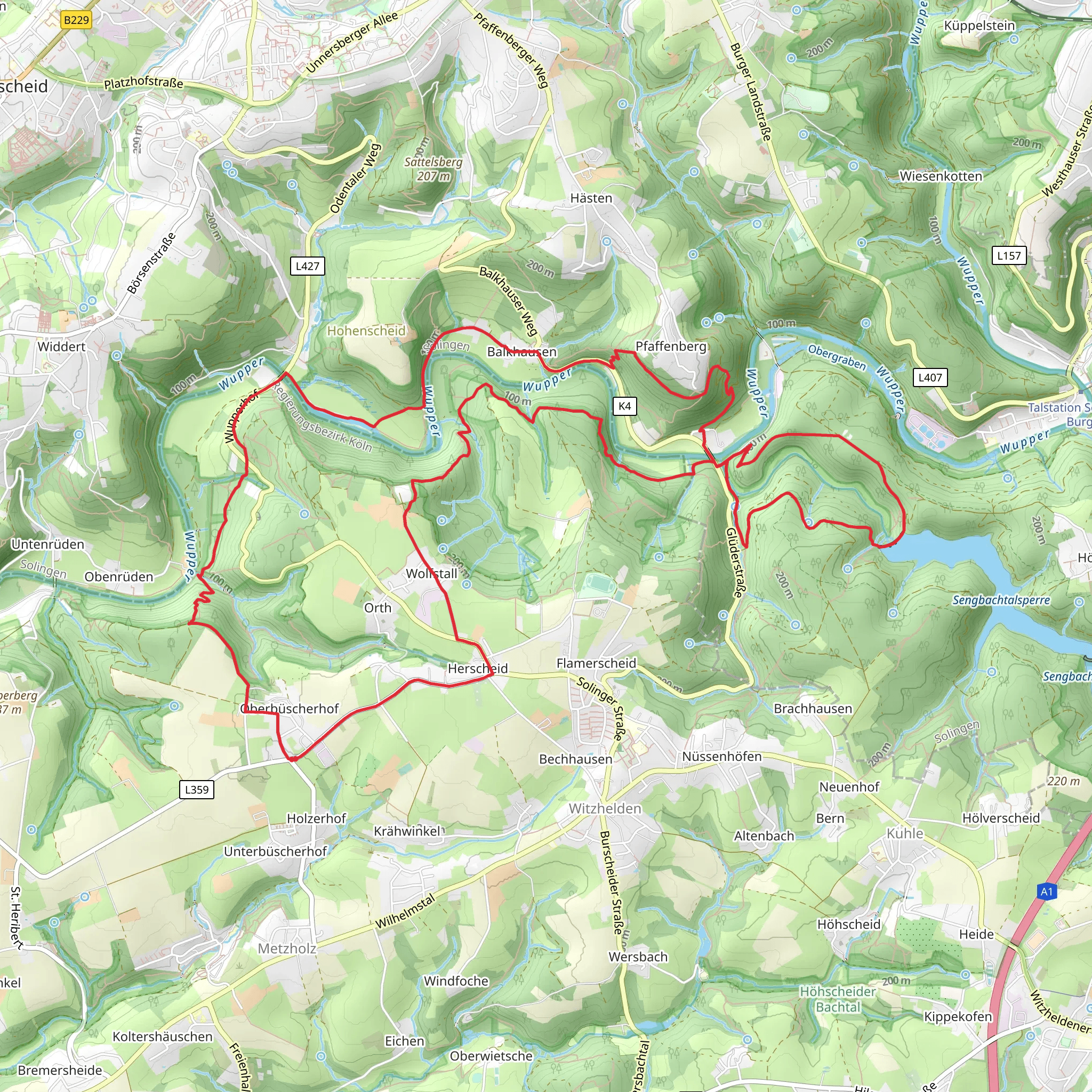 Orth to Pfaffenberg Loop via Wupper mobile static map