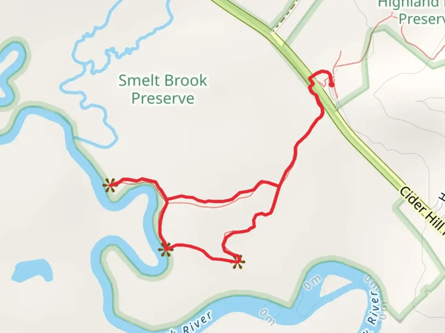 An image depicting the trail Smelt Brook Loop via Riverview Trail and its surrounding area.